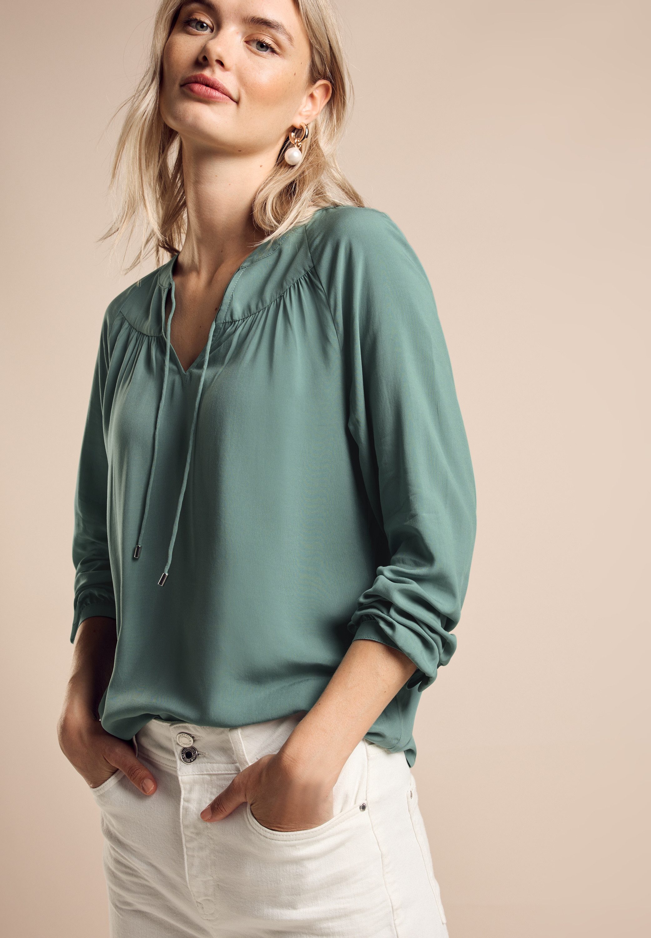 STREET ONE Blouse met lange mouwen met banden