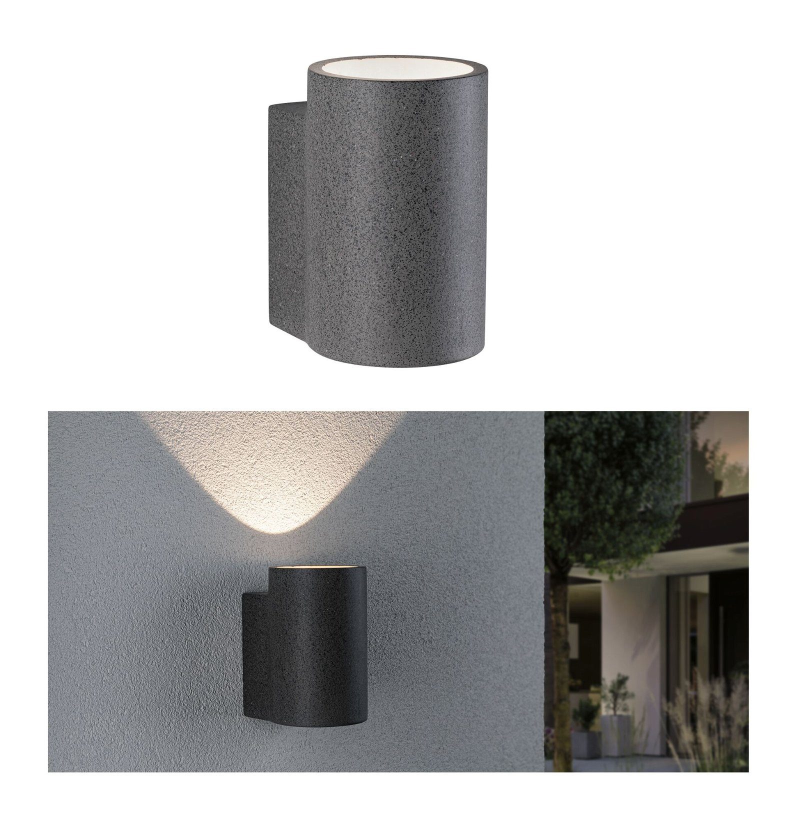 Paulmann Led-wandlamp voor buiten Concrea IP65 110x135mm 3000K 6,8W 300lm 230V zwarte zandsteen beton (1 stuk)
