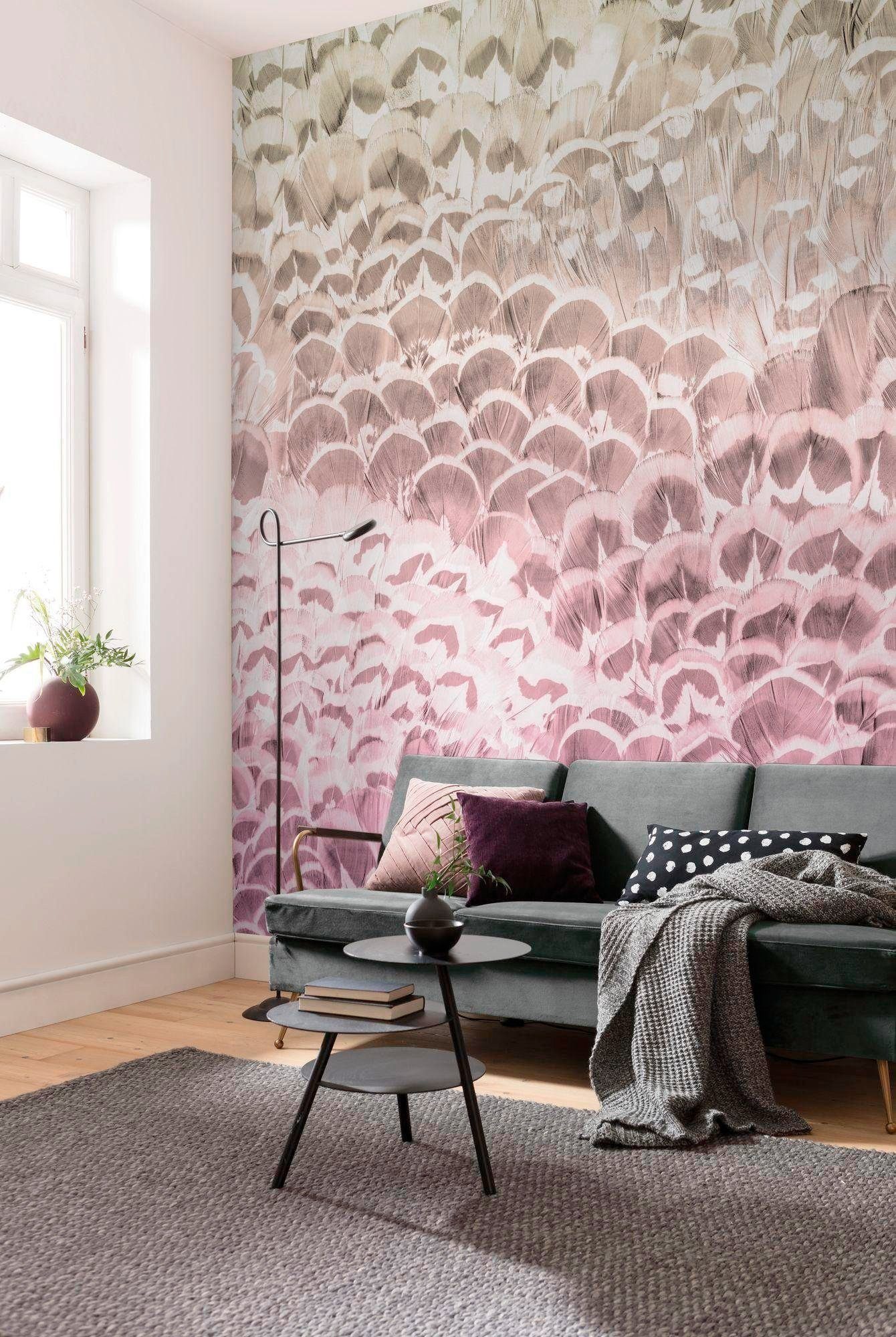 Komar Vliesbehang Digitale print vlies - Pale Feathers - Afmeting 200 x 250 cm (1 stuk)