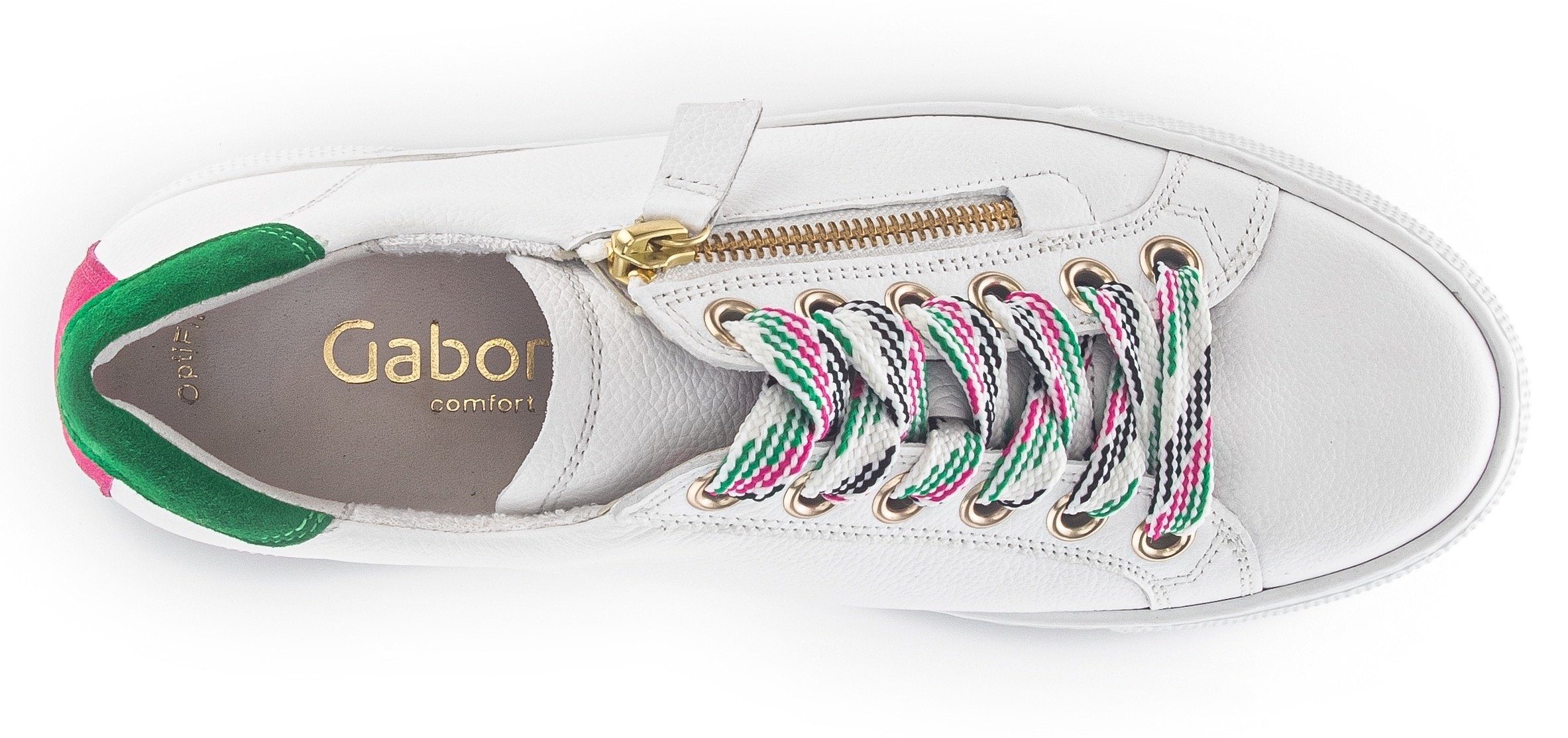 Gabor Plateausneakers Florence met kleurrijke accenten, breedte g, vrijetijdsschoen, lage schoen, veterschoen