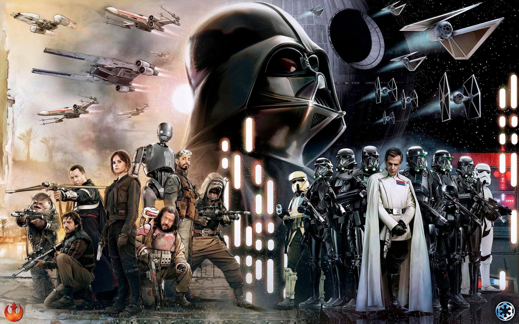 Komar Vliesbehang Digitale print vlies - Star Wars Collage - Afmeting 400 x 250 cm (1 stuk) zelfklevend behang multicolor