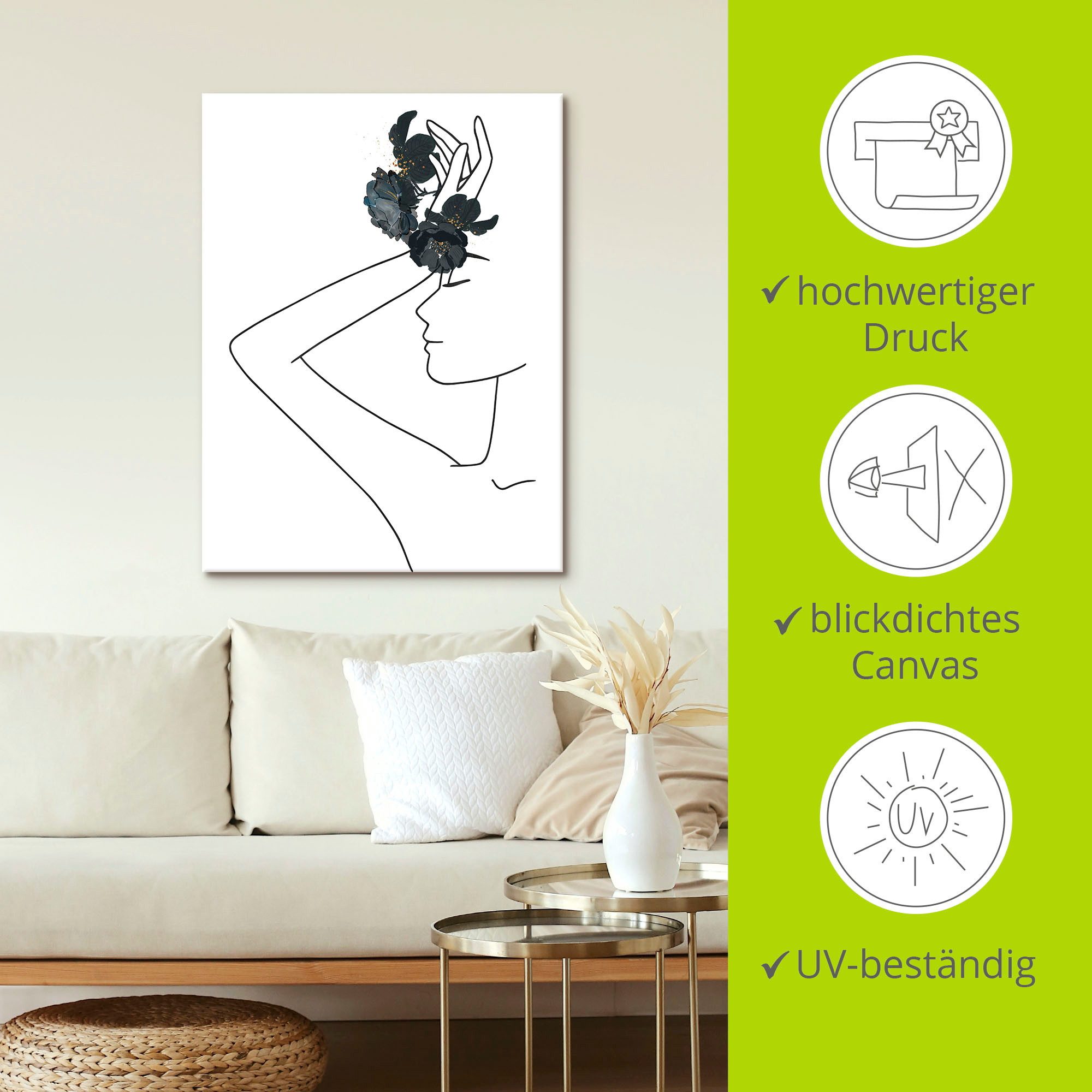 Artland Artprint Modern lineart meisje I als artprint op linnen, poster in verschillende formaten maten