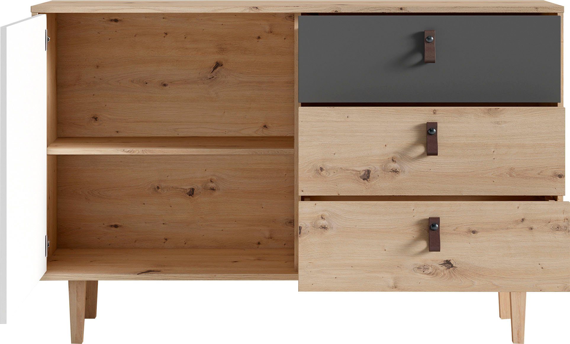 INOSIGN Dressoir Bill, commode in 120 cm en 180 cm breed, met massief houten poten,