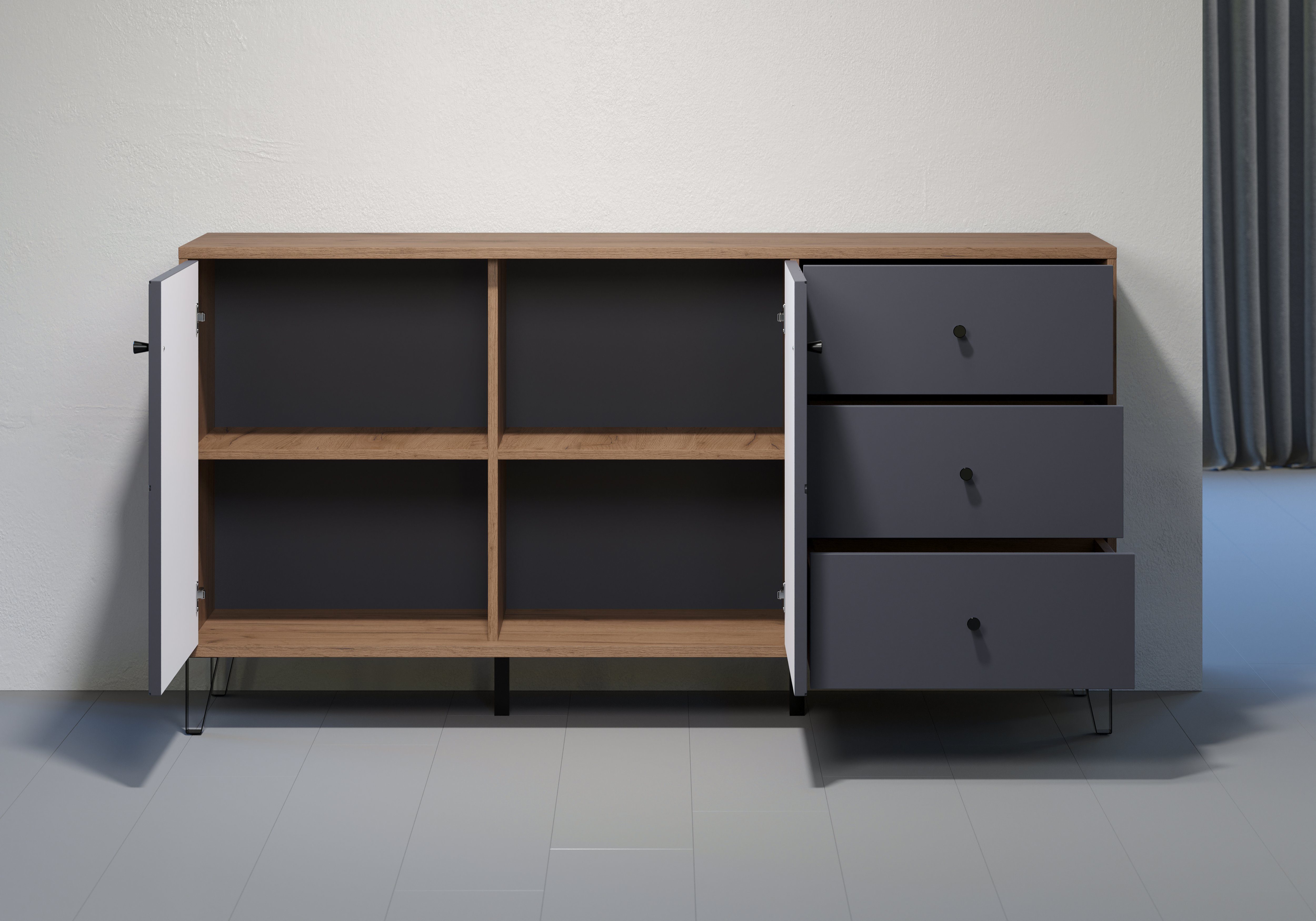 Places of Style Dressoir MOLVENO opvallend design met gestructureerde fronten, soft-closetechniek (1 stuk)