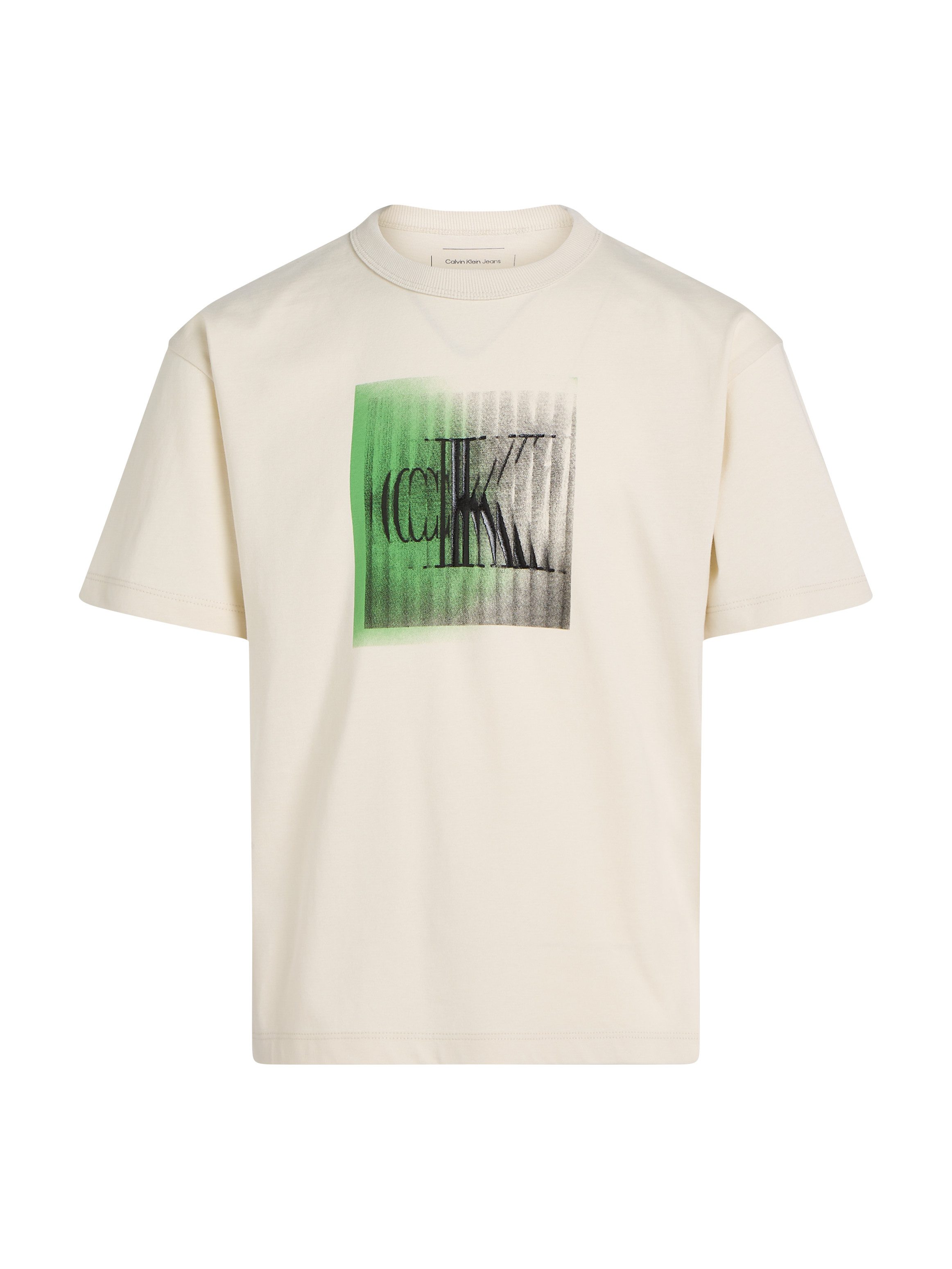 Calvin Klein Shirt met ronde hals LARGE SHIFTED CK SS T-SHIRT voor kinderen tot 16 jaar met logo-opdruk