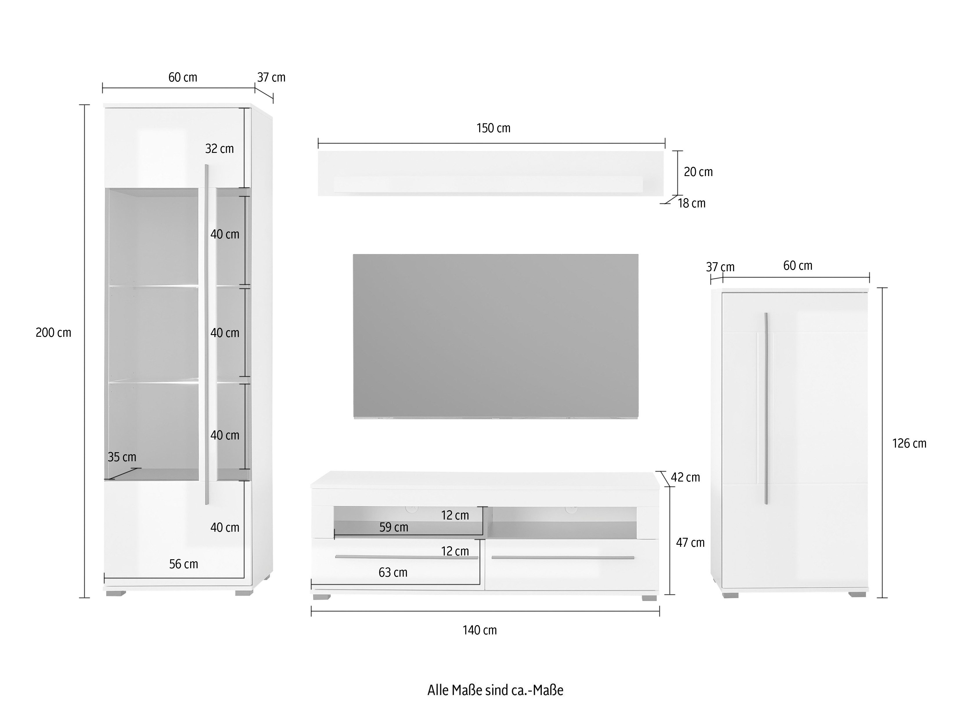 INOSIGN Wandmeubel Cantara (set, 4-delig)