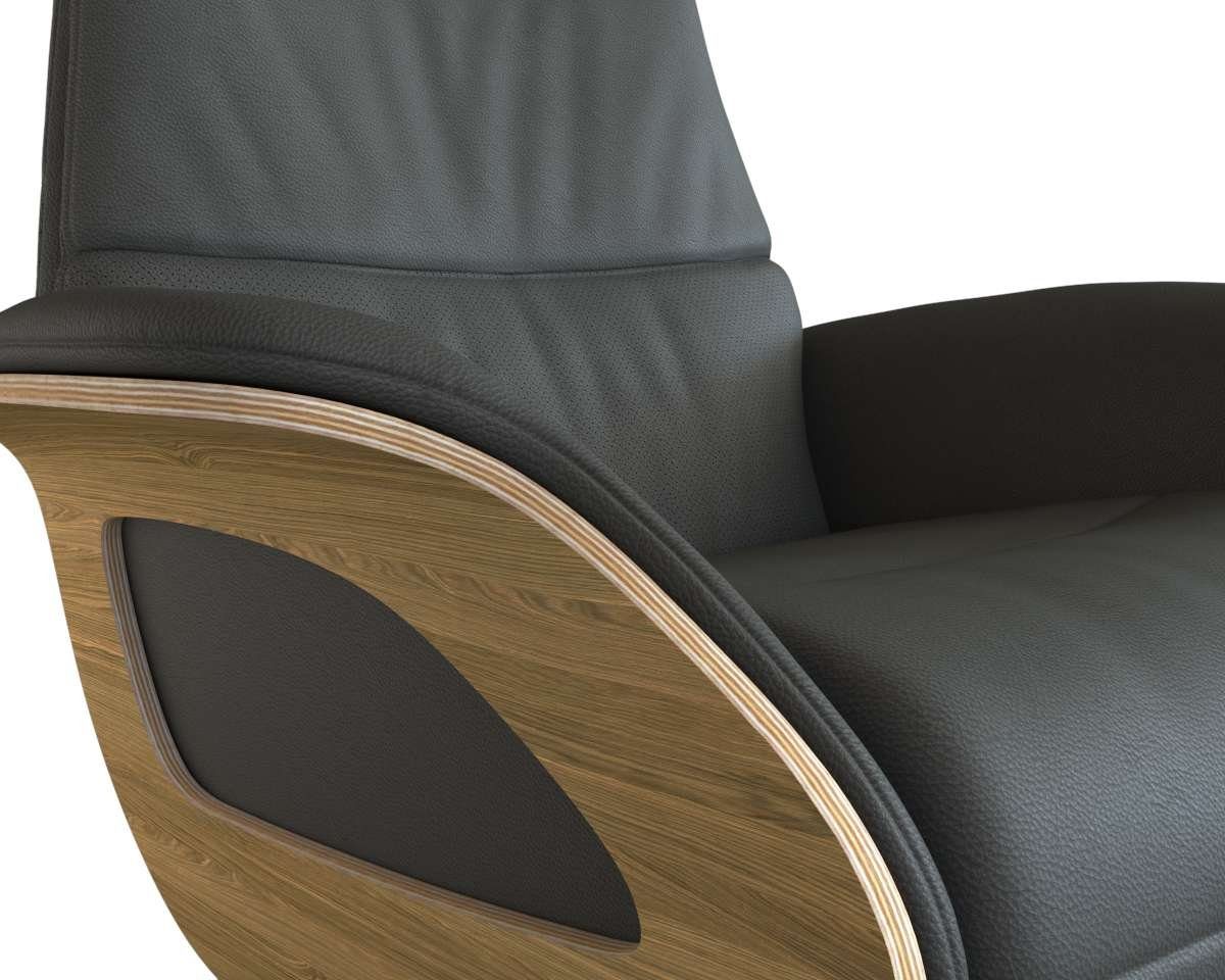 FLEXLUX Relaxfauteuil Clement praktische elektrische fauteuil Maat M, elektrische rug- en voetensteun, accu, armleuning Eiken, zwarte poot