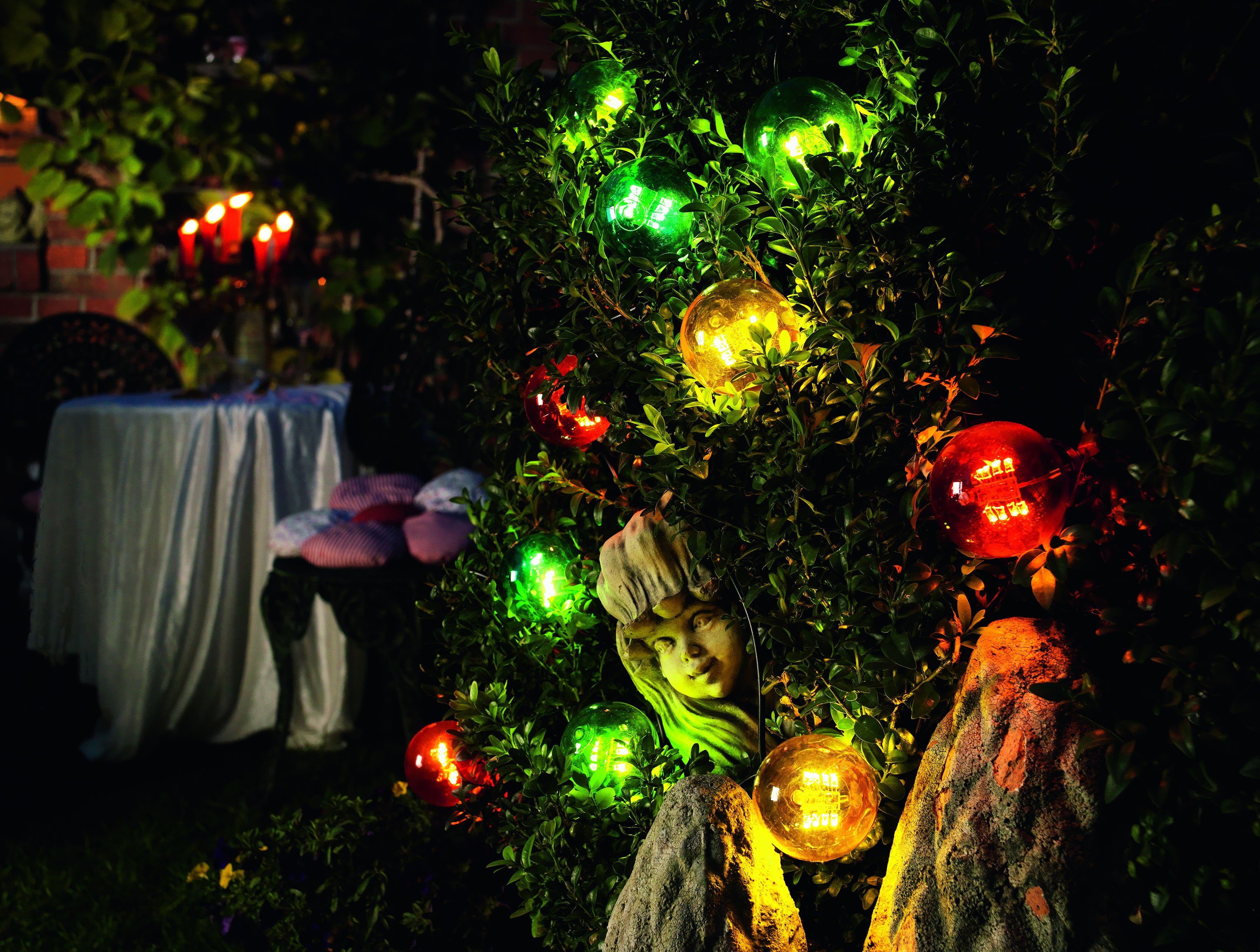 KONSTSMIDE Led-lichtsnoer Kerstversiering buiten Led biertuinverlichting, 20 veelkleurige lampen / 160 warmwitte dioden (1 stuk)