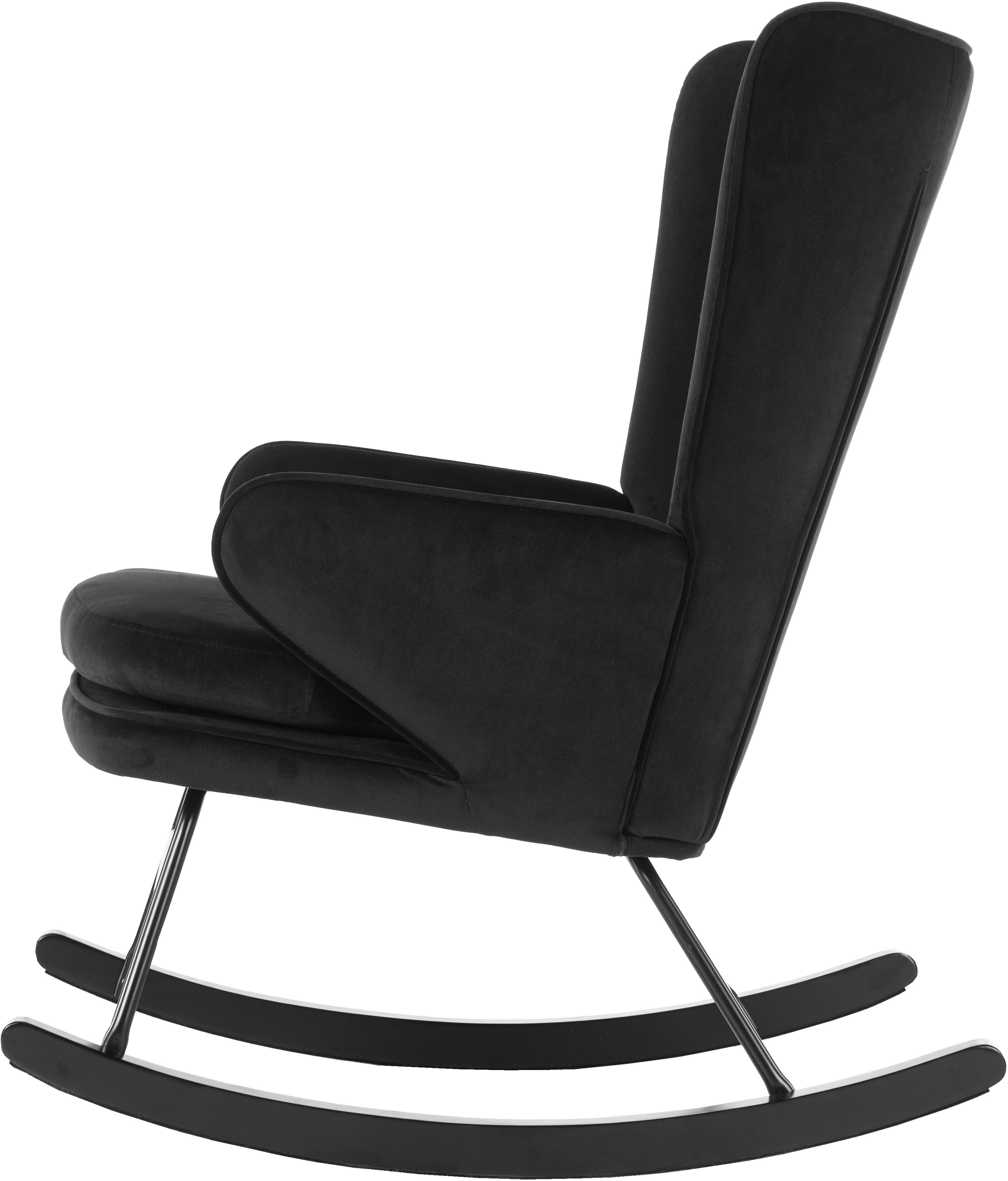 Kayoom Schommelstoel Melorie 125, metalen frame met houten slede Schommelstoel, decoratieve knopen, metalen frame met houten slede (1 stuk)