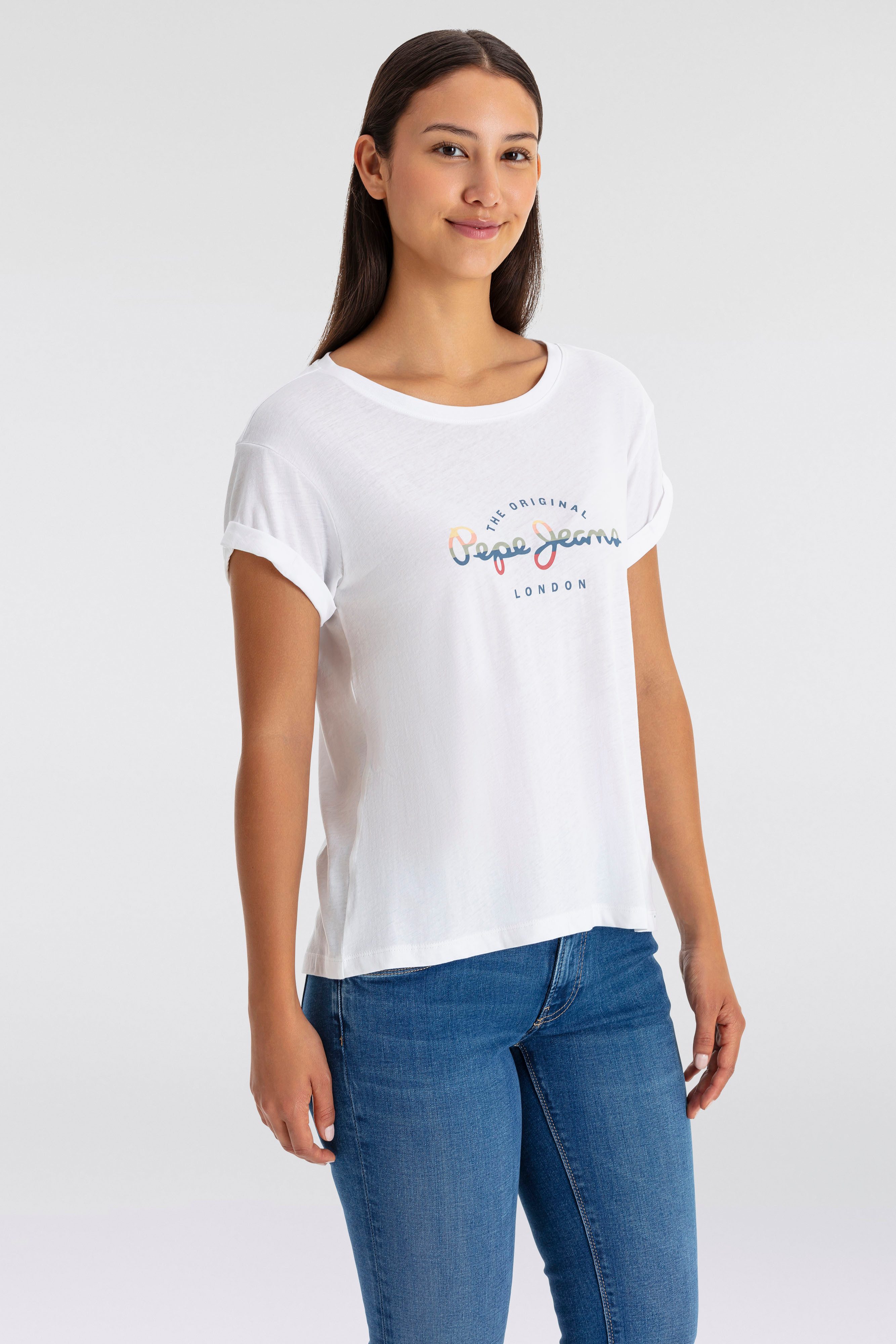 Pepe Jeans T-shirt EVETTE met mouwen met omslagzoom