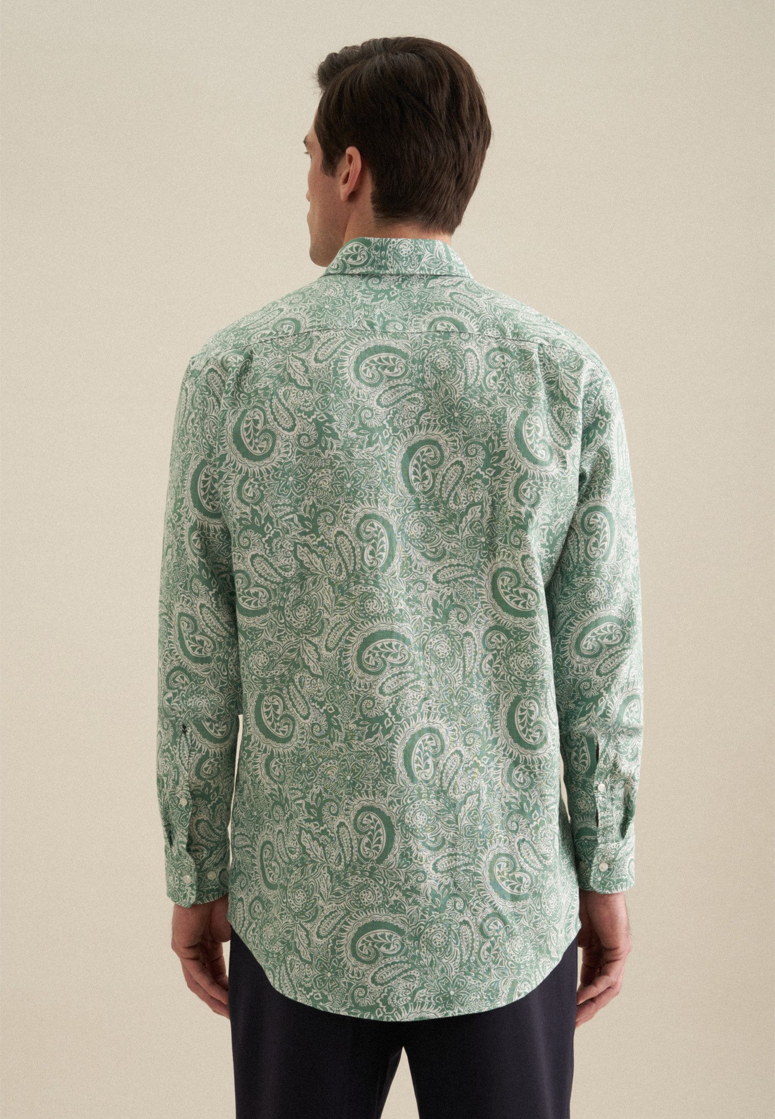 seidensticker Businessoverhemd Regular lange mouwen kentkraag paisley