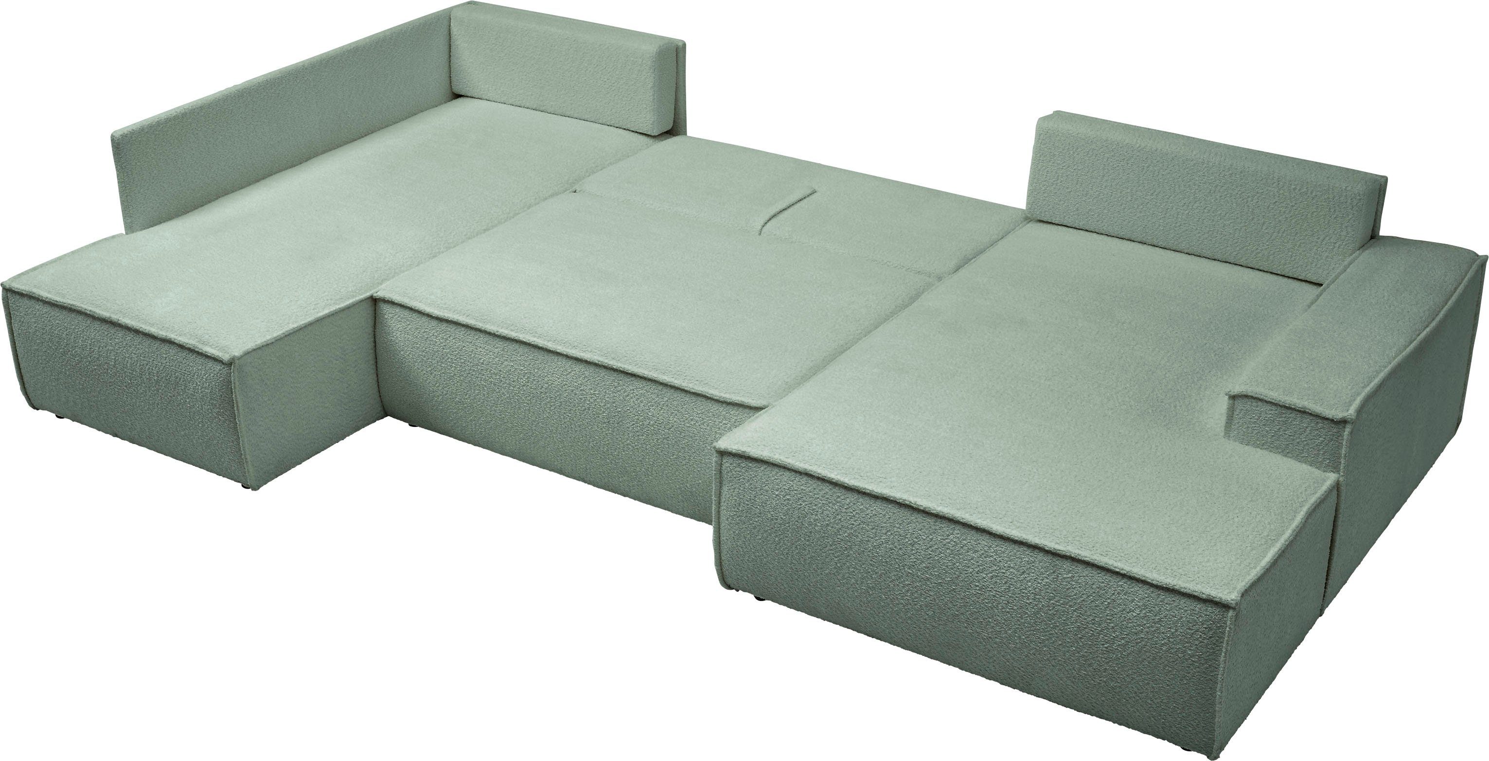 andas Zithoek FINNLEY U-model XXL 329 cm, bedbank, slaapfunctie m. bedkist
