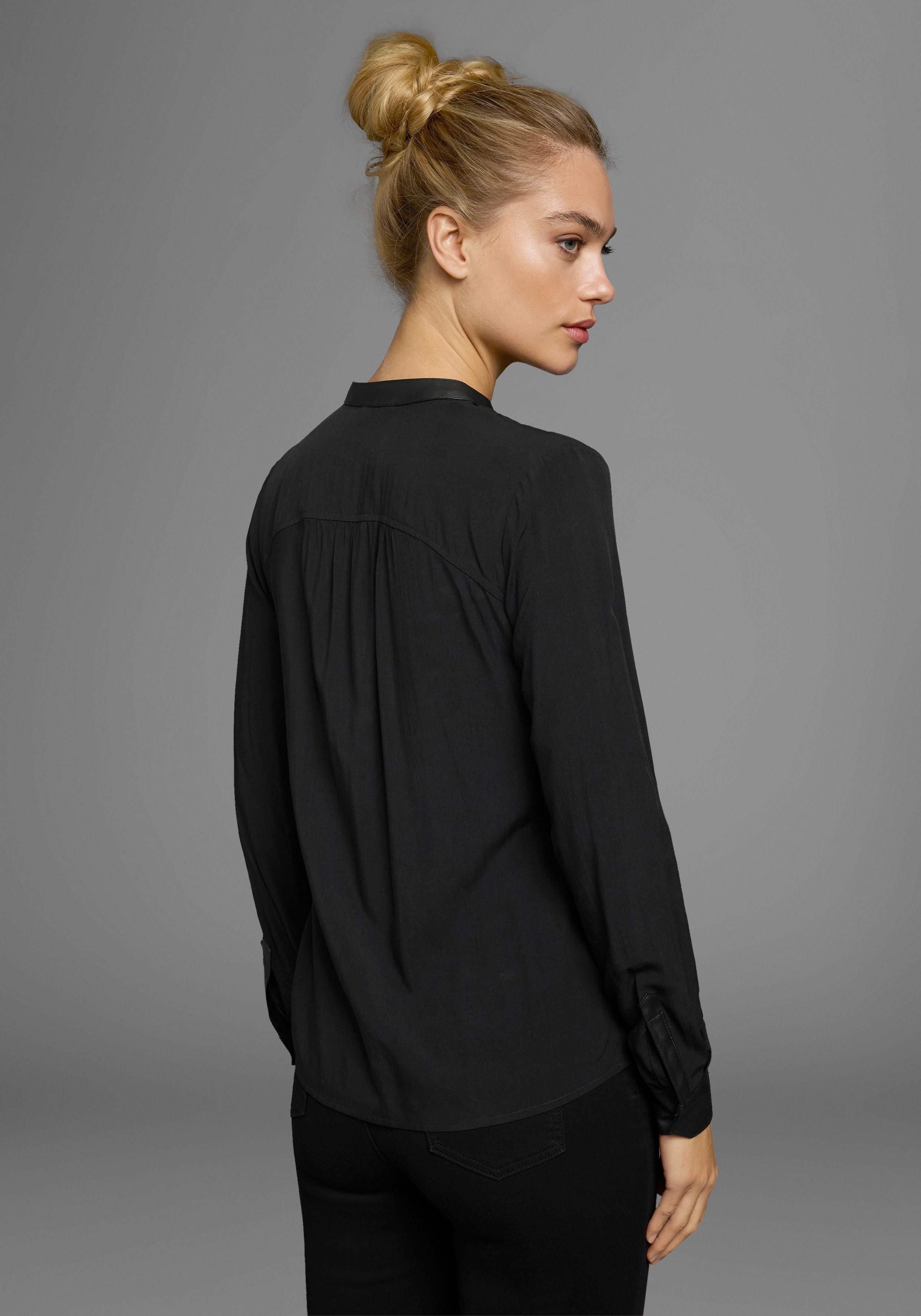 AJC Overhemdblouse met details van imitatieleer
