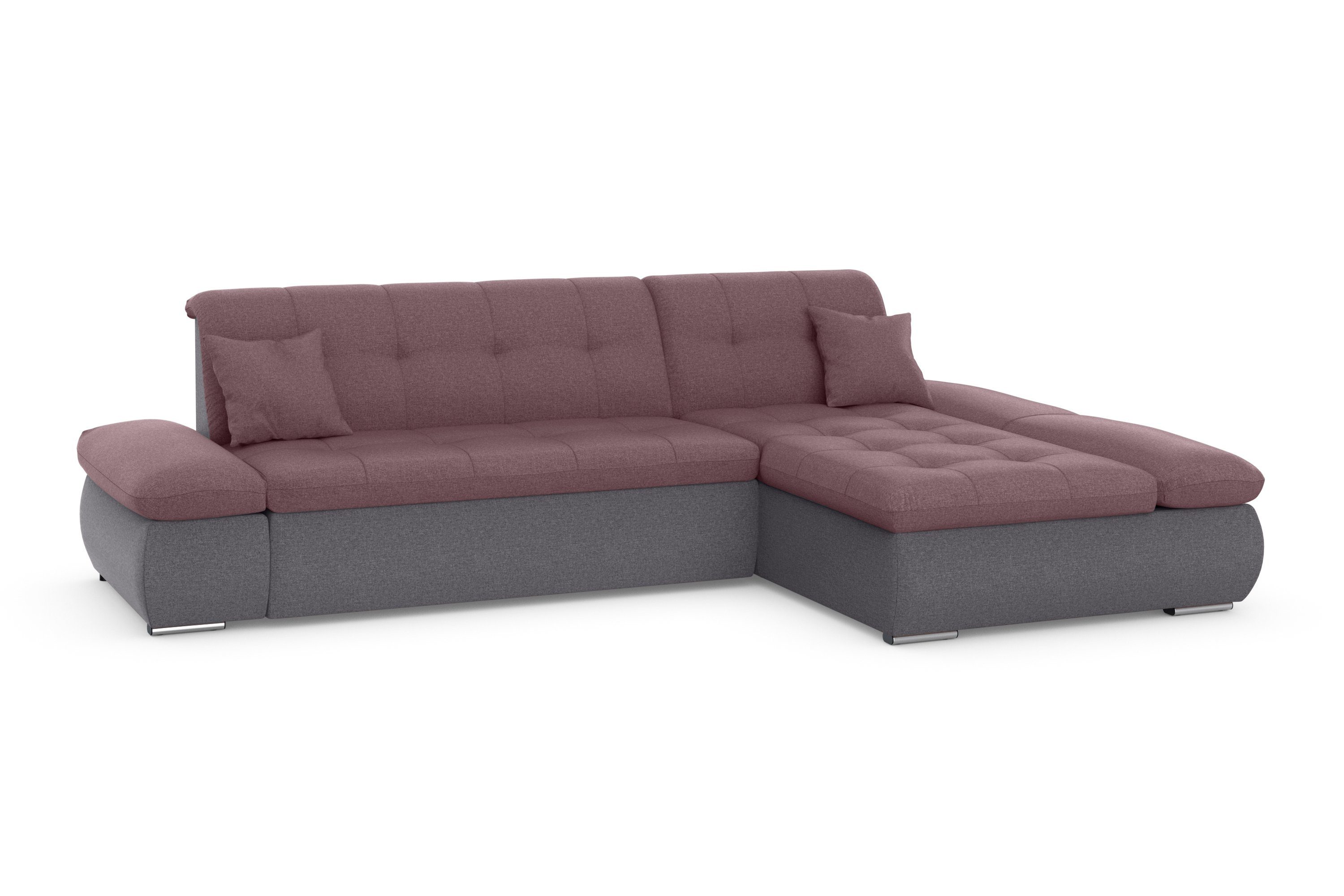 DOMO collection Hoekbank Moric, L-vorm, XXL-bank - Breedte 300cm keuze met bedfunctie en armleuningverstelling, donkergroen