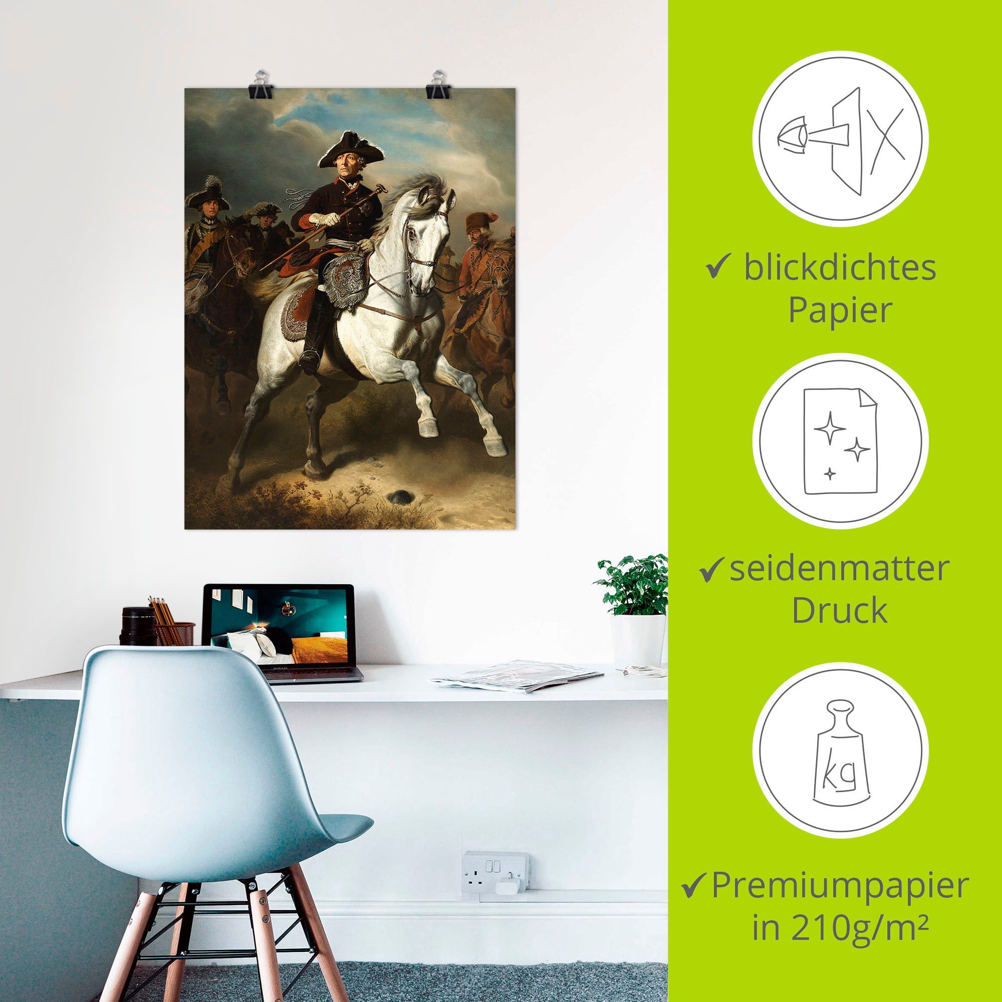 Artland Artprint Frederik De grote te paard. 1861 als artprint op linnen, poster, muursticker in verschillende maten