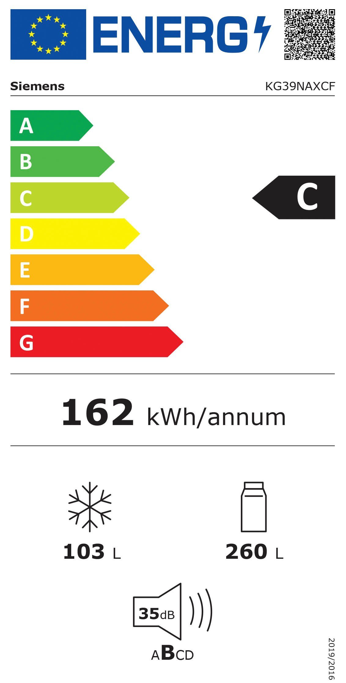 SIEMENS Koel-vriescombinatie KG39NAXCF (1 stuk)