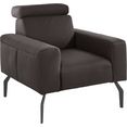 domo collection fauteuil lucera met verstelbare hoofdsteun, naar keuze met verstelbare rugleuning bruin