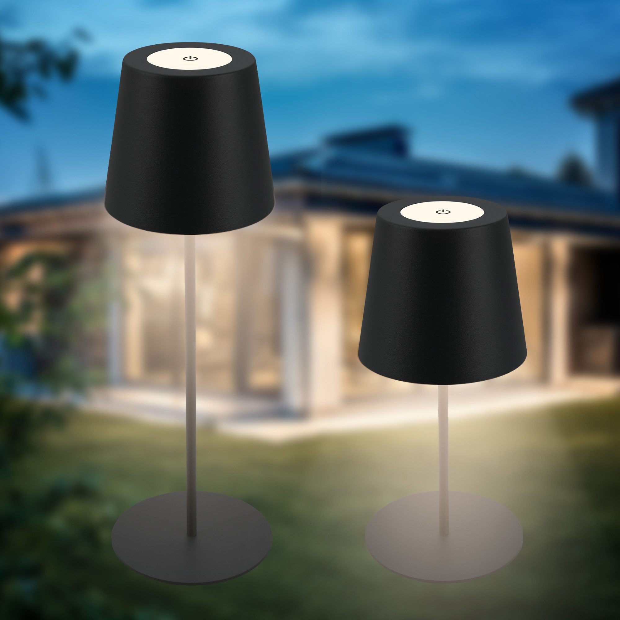 B.K.Licht Tafellamp voor buiten BK_TL1595 Accu LED tafellamp, 3-niveau touchdimmer, met USB 2.700 k, 200 lm, 2,5w, ip44, 12h brandduur, 36 x 10,5 cm, zwart (1 stuk)