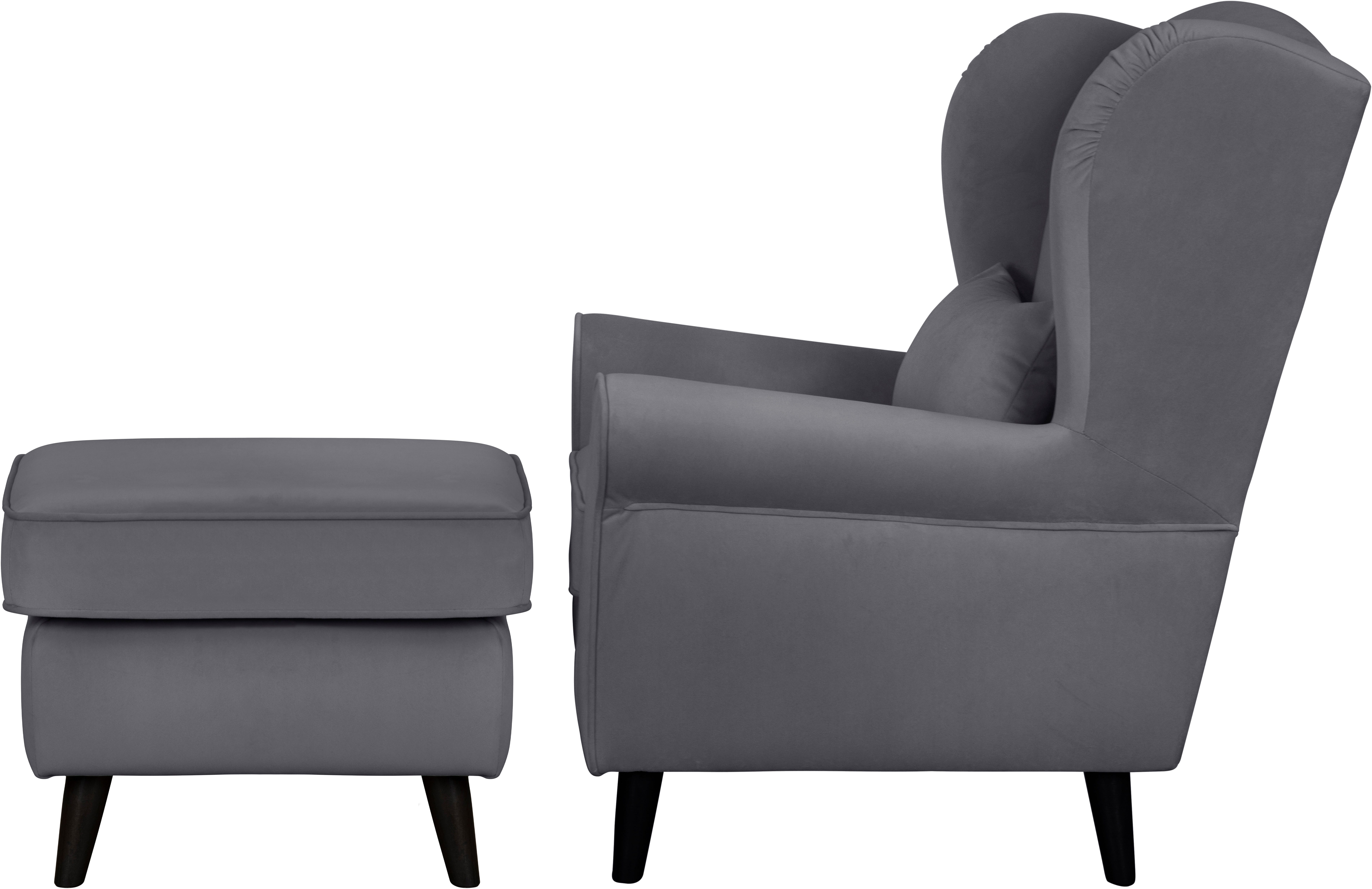 Home affaire Fauteuil Ohrensessel CHISTELLE, optioneel met poef met golfondersteuning, afmetingen: b/d/h: 81/87/99 cm