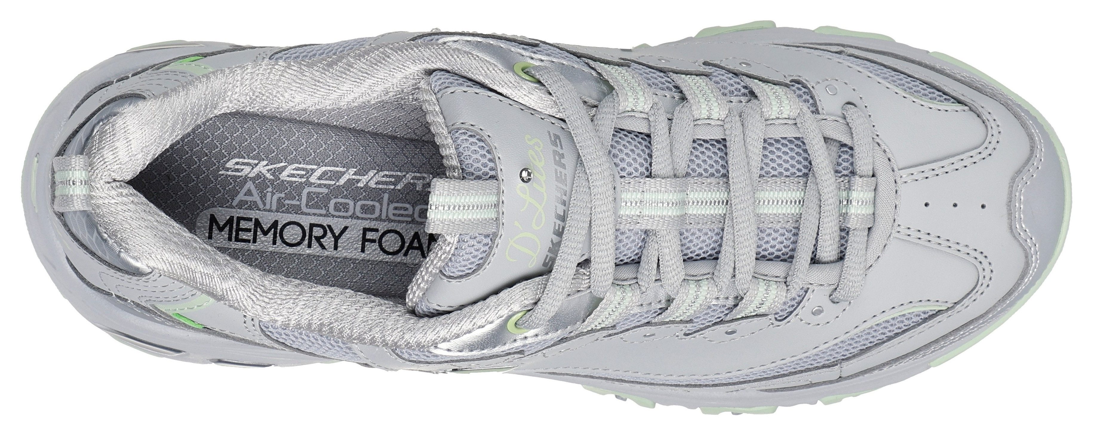 Skechers Sneakers D'LITES-CHROMATIC , plateausneaker, veterschoen met metallic accenten