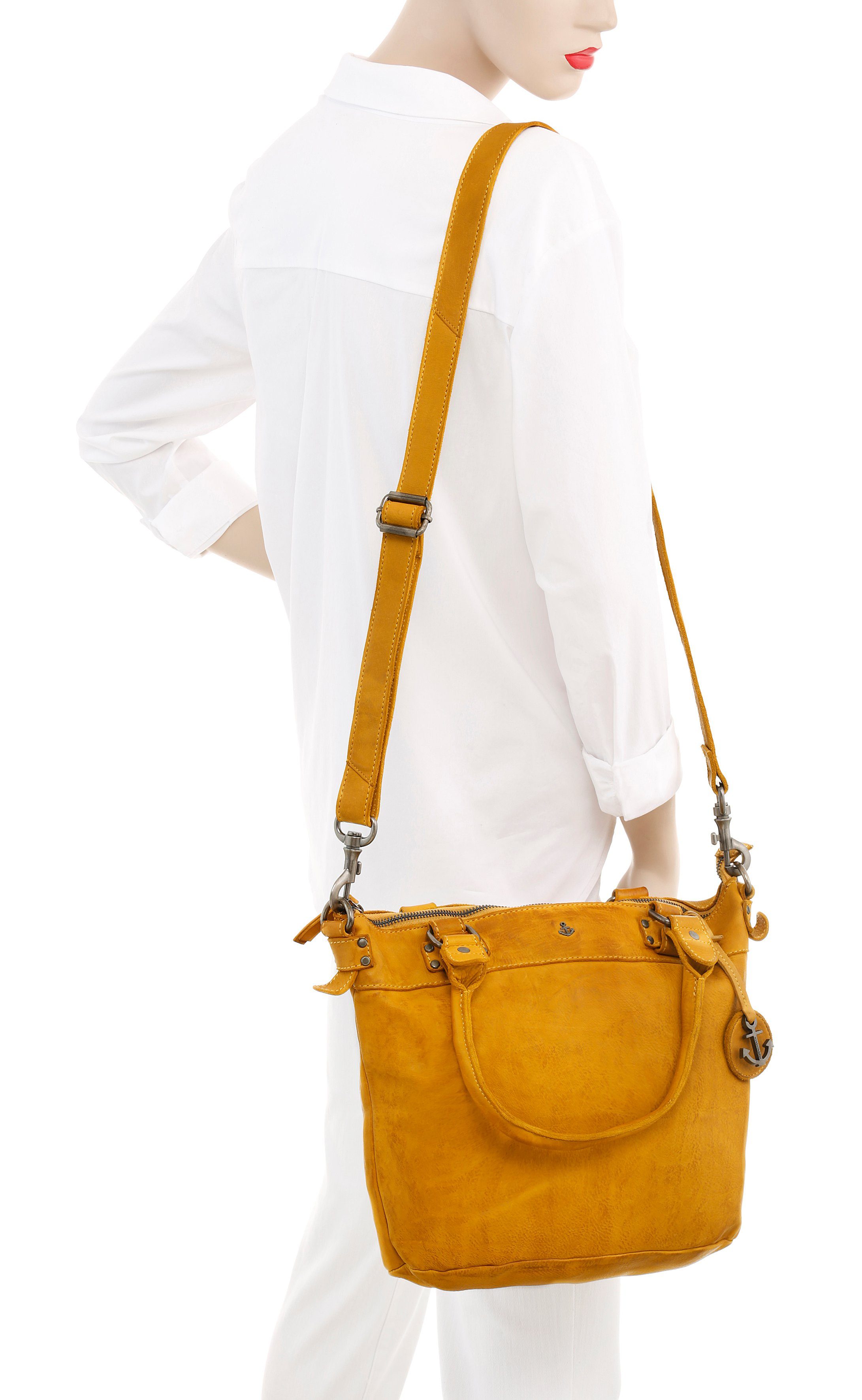 HARBOUR 2nd Shopper Bianca van leer met kenmerkende merk-anker-label en sierhanger