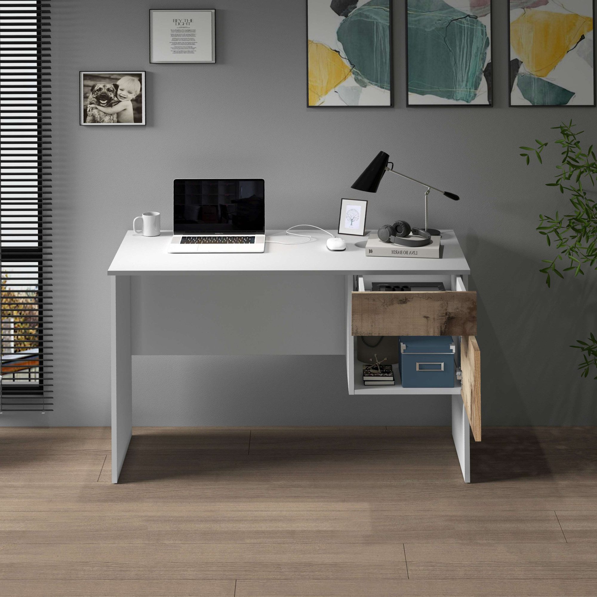 INOSIGN Bureau Coro, kleine computertisch, bureautafel met 1 deur & 1 lade, breedte 110 cm, made in italy