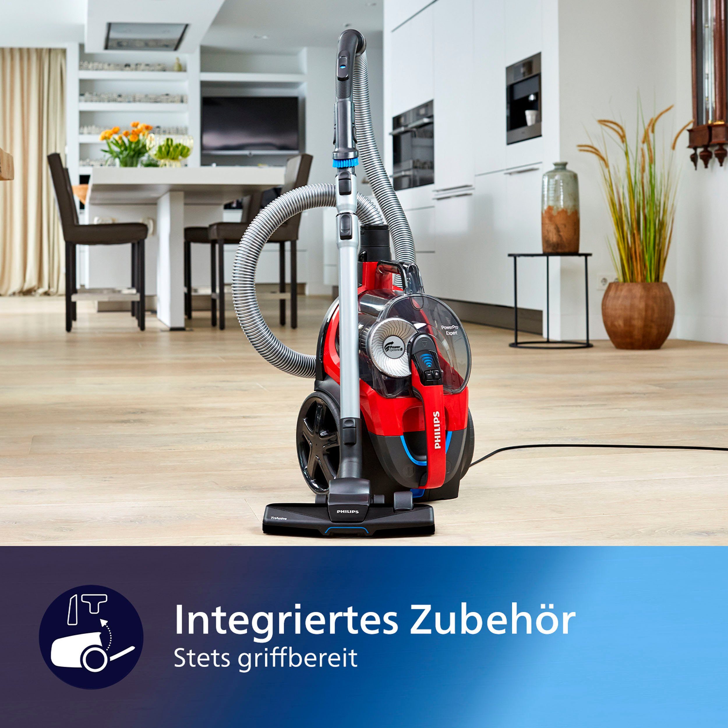 Philips Stofzuiger FC9729/09 PowerPro Expert Allergie H13 filter, met een inhoud van 2 liter en TriActive mondstuk
