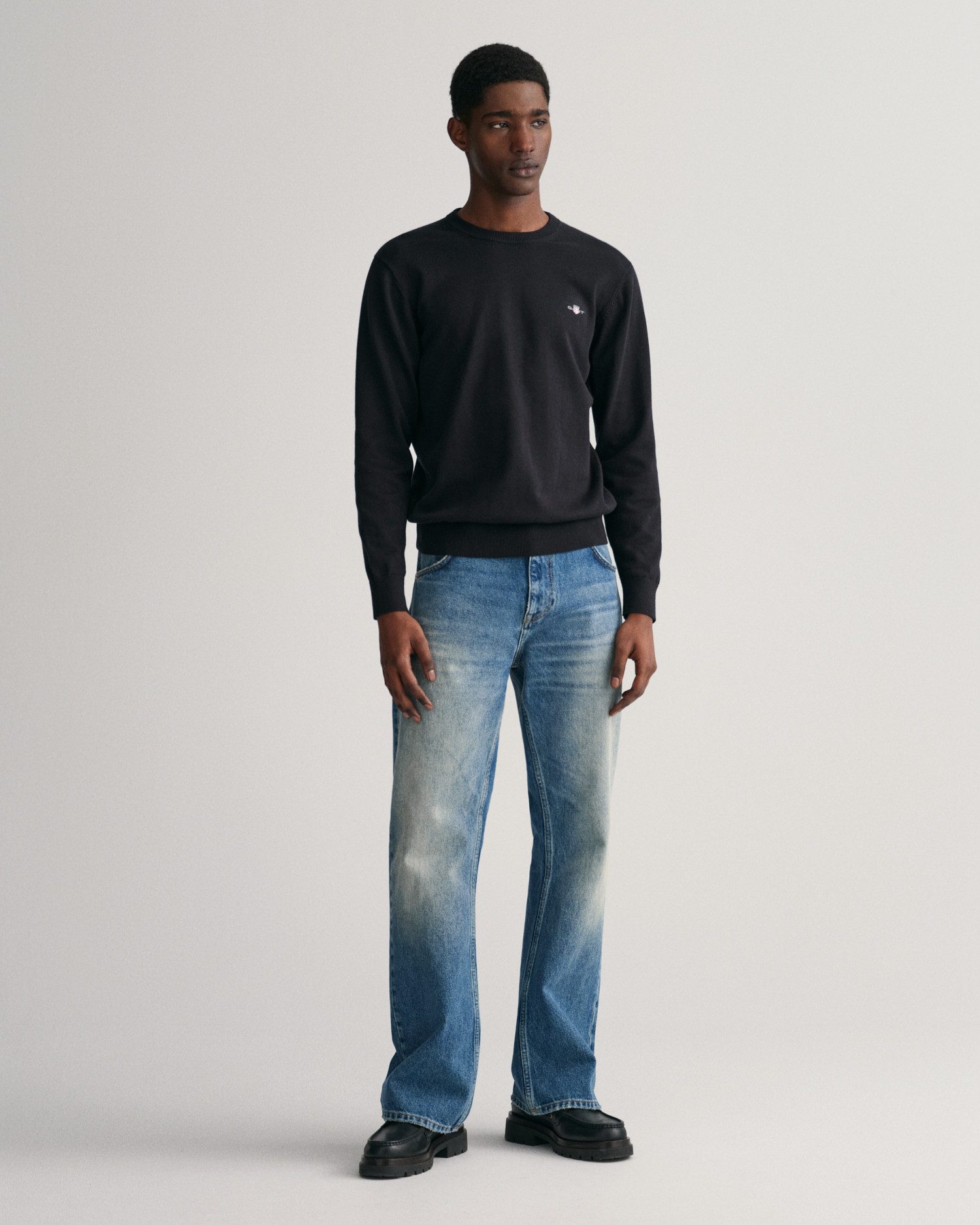Gant Trui met ronde hals CLASSIC COTTON C-NECK Premium gebreide trui van zacht 100% katoen, overgangstrui