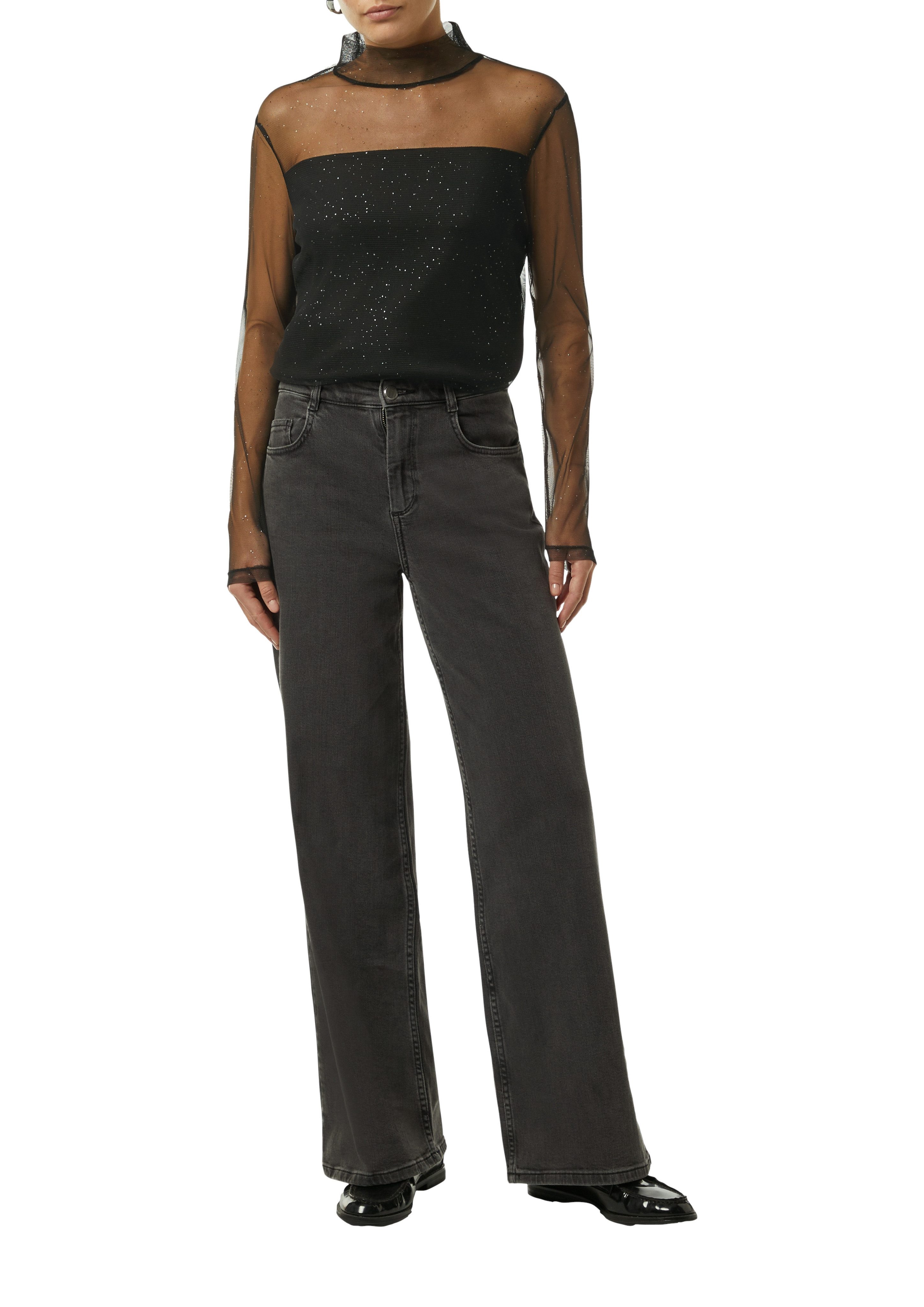 Comma Shirt met lange mouwen in halftransparante look