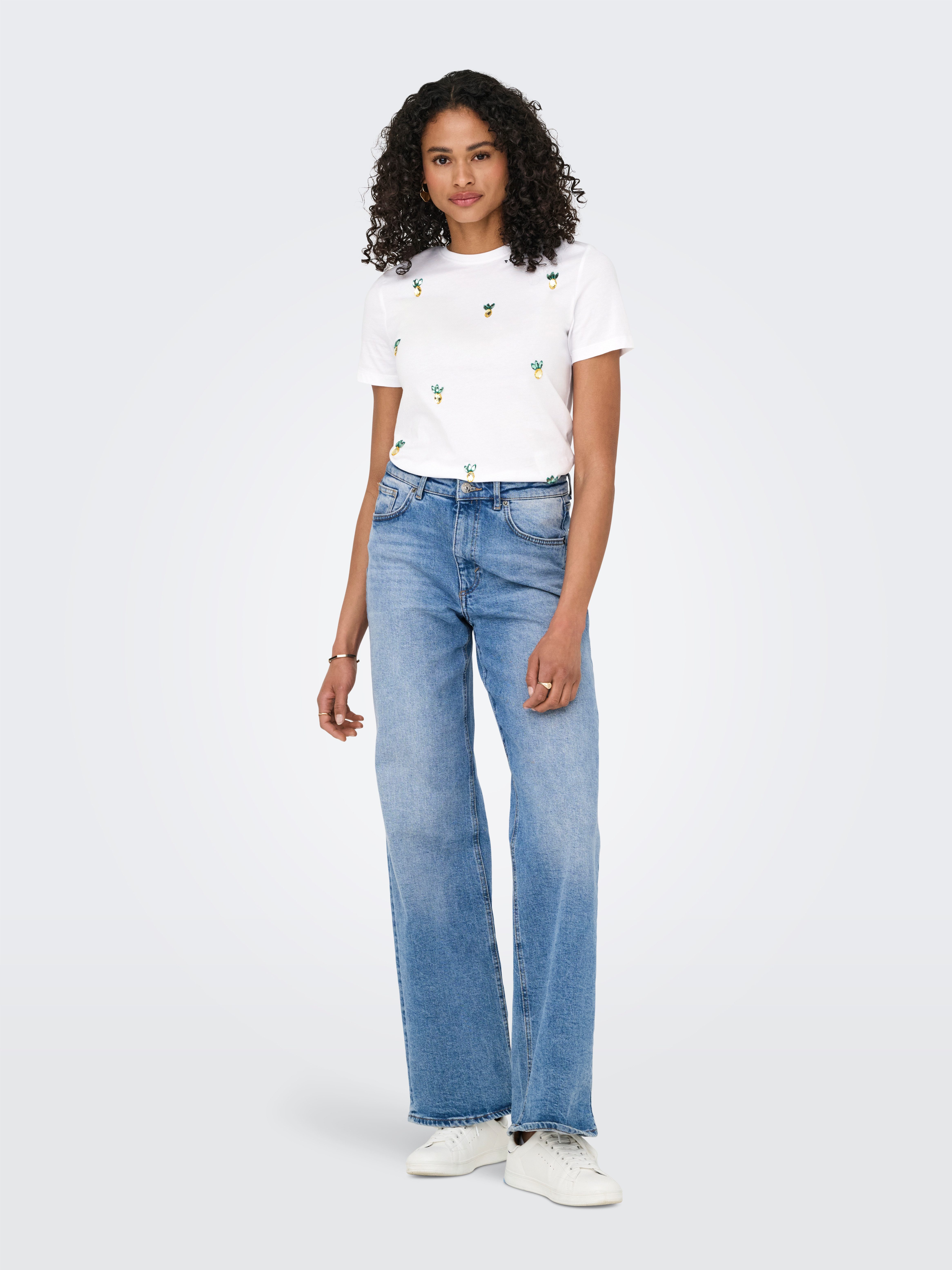Only Shirt met korte mouwen ONLKITA LIFE REG S/S PINEAPPLE TOP JRS
