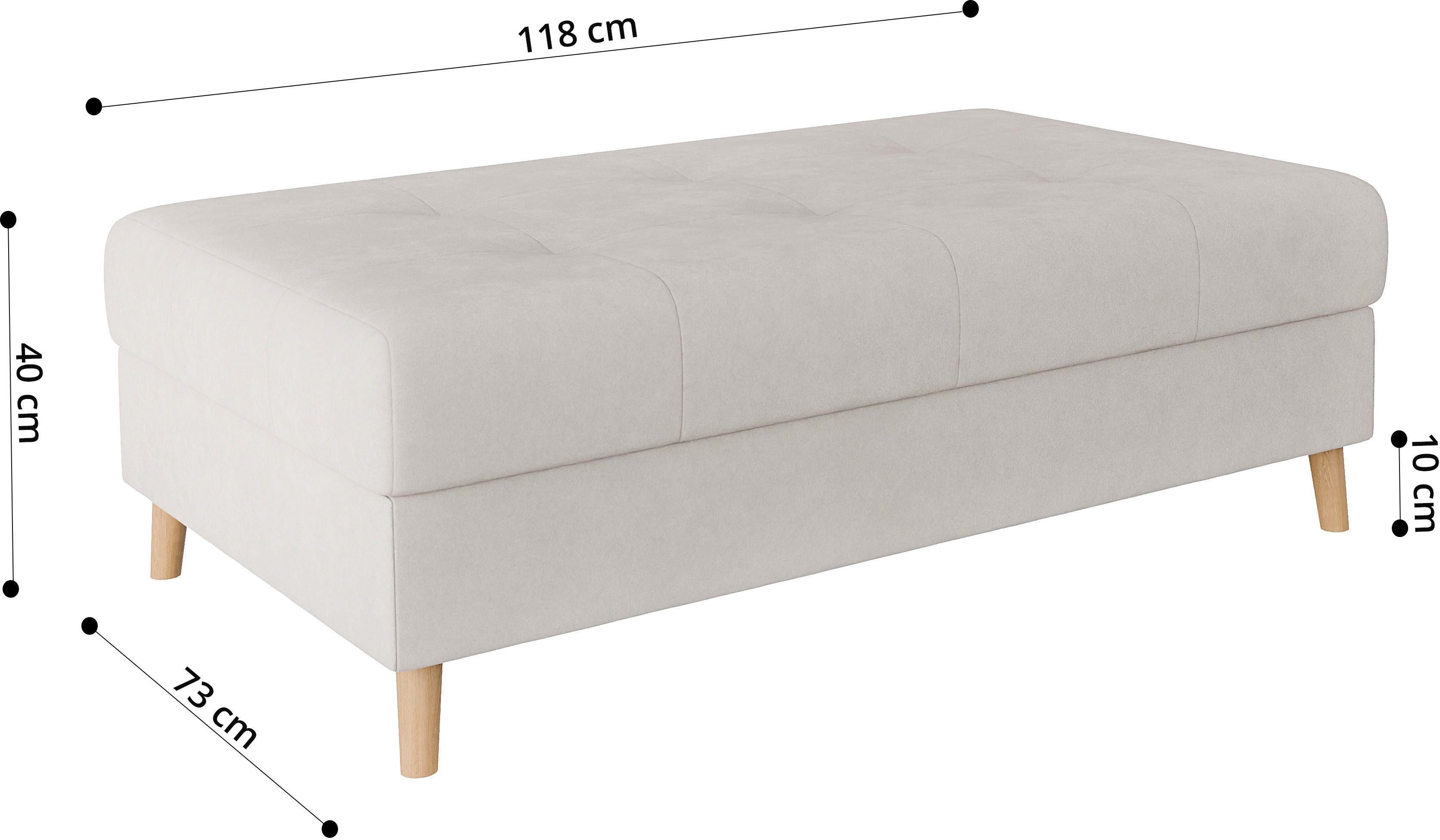 Home affaire Hocker CHARRE XXL, stiksel in het zitgedeelte, afmetingen: B/D/H: 118/73/40 cm