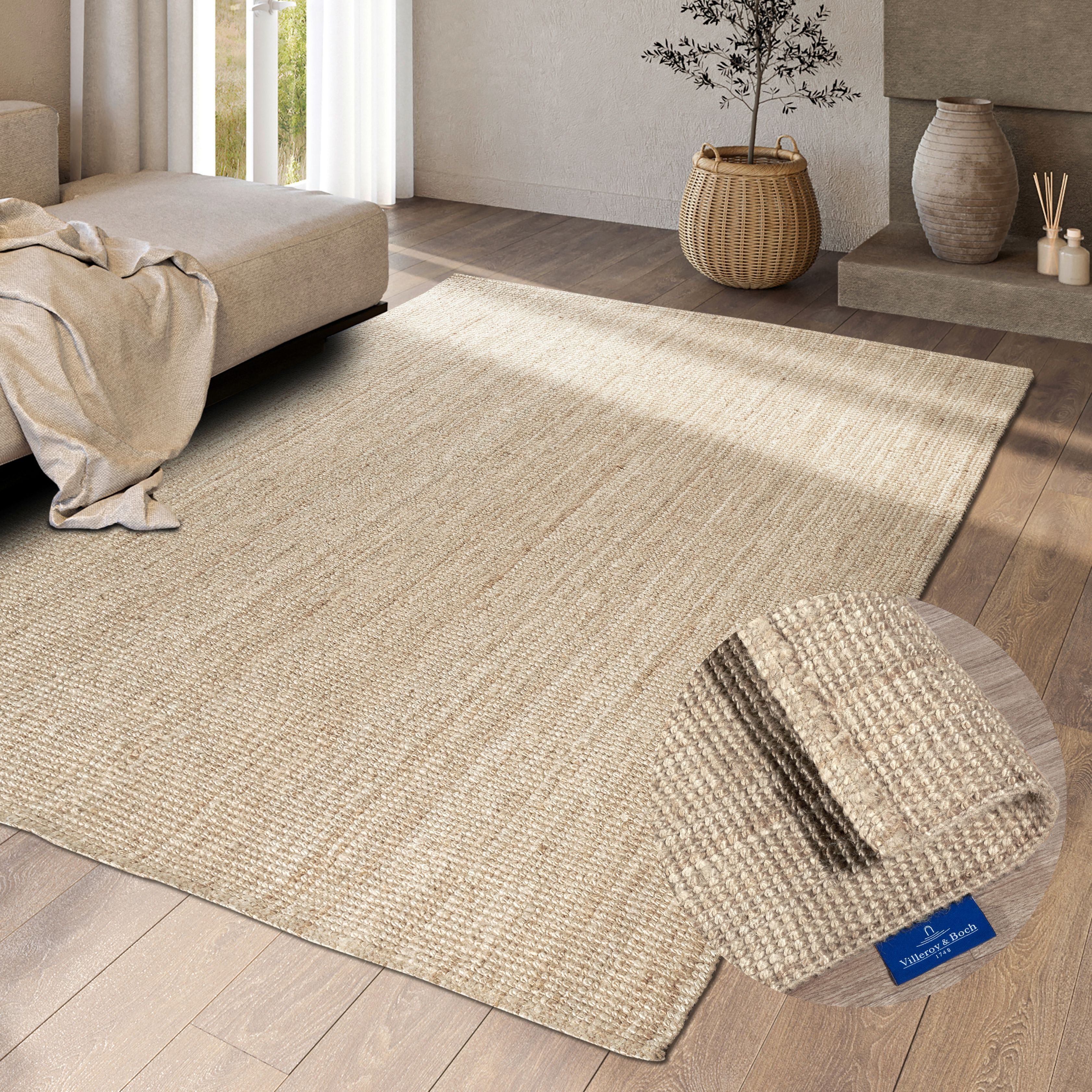 Villeroy & Boch Vloerkleed Rosalie jute tapijt Loper, 100% jute, natuurlijk, woonkamer, eetkamer, slaapkamer, GRS