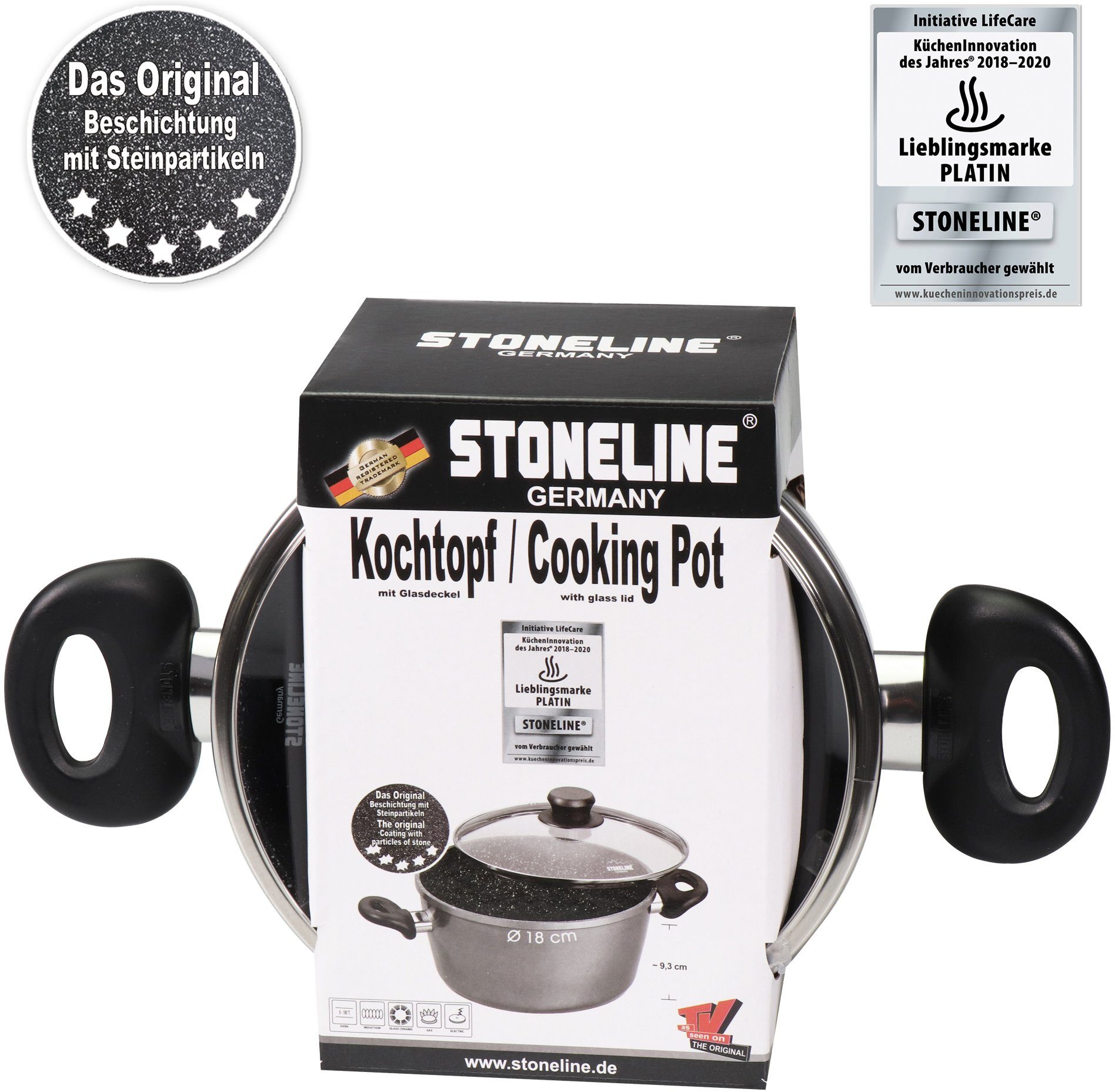 STONELINE Kookpan met glazen deksel, inductie