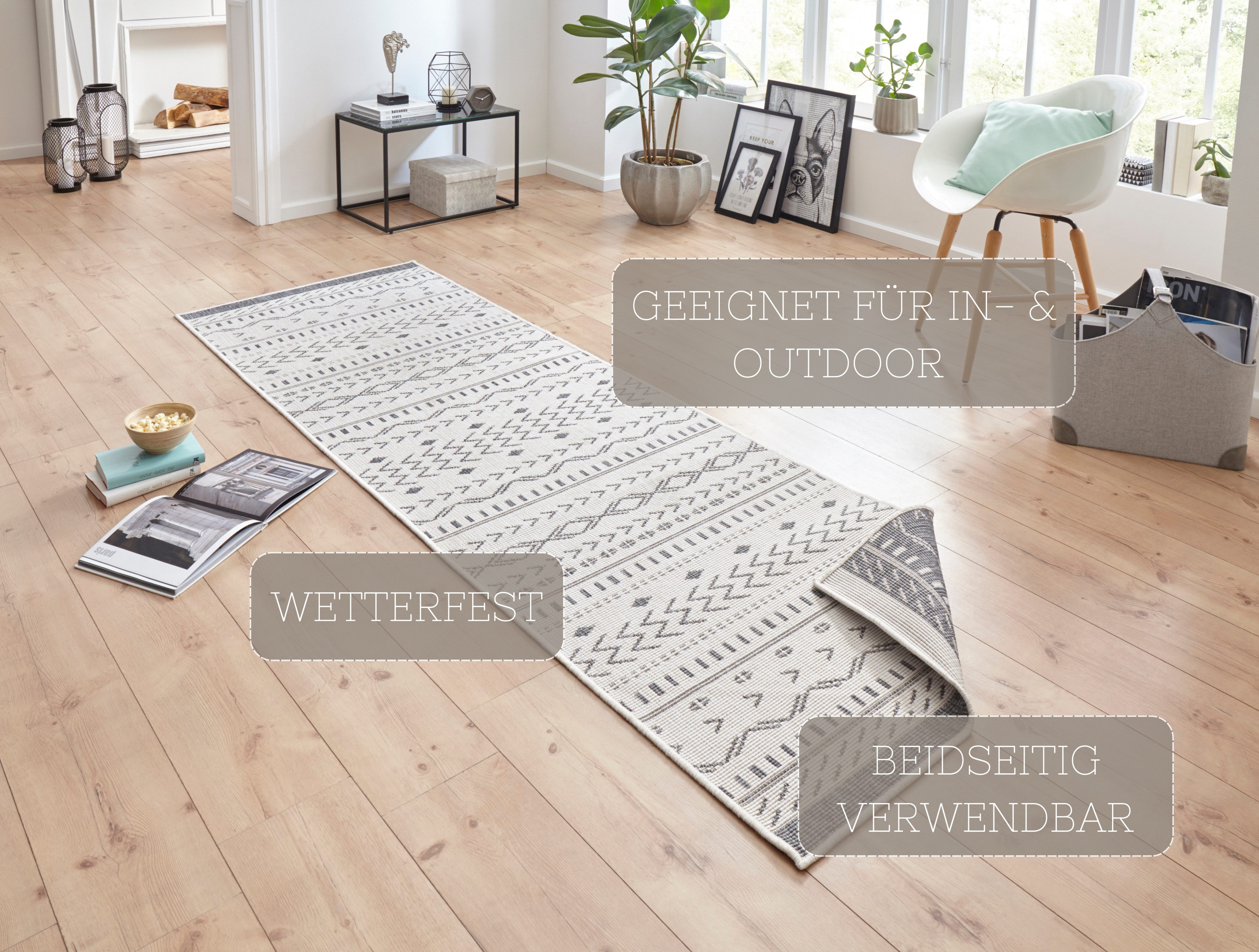 HANSE Home Vloerkleed Kuba omkeerbaar tapijt Binnen- en buitengebruik, weerbestendig, balkon, loper, woonkamer, waterbestendig
