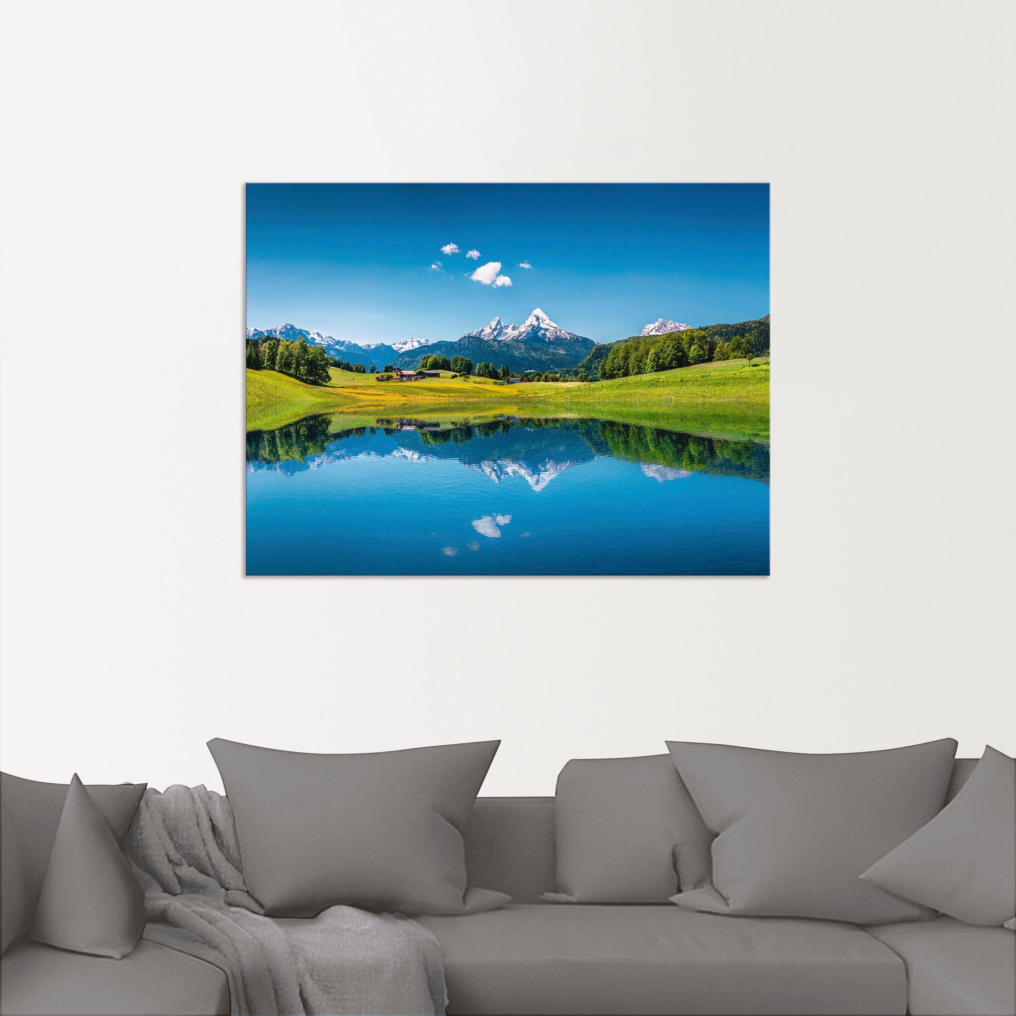 Artland Artprint Landschap in de Alpen als artprint van aluminium, artprint voor buiten, artprint op linnen, poster in verschillende maten. maten