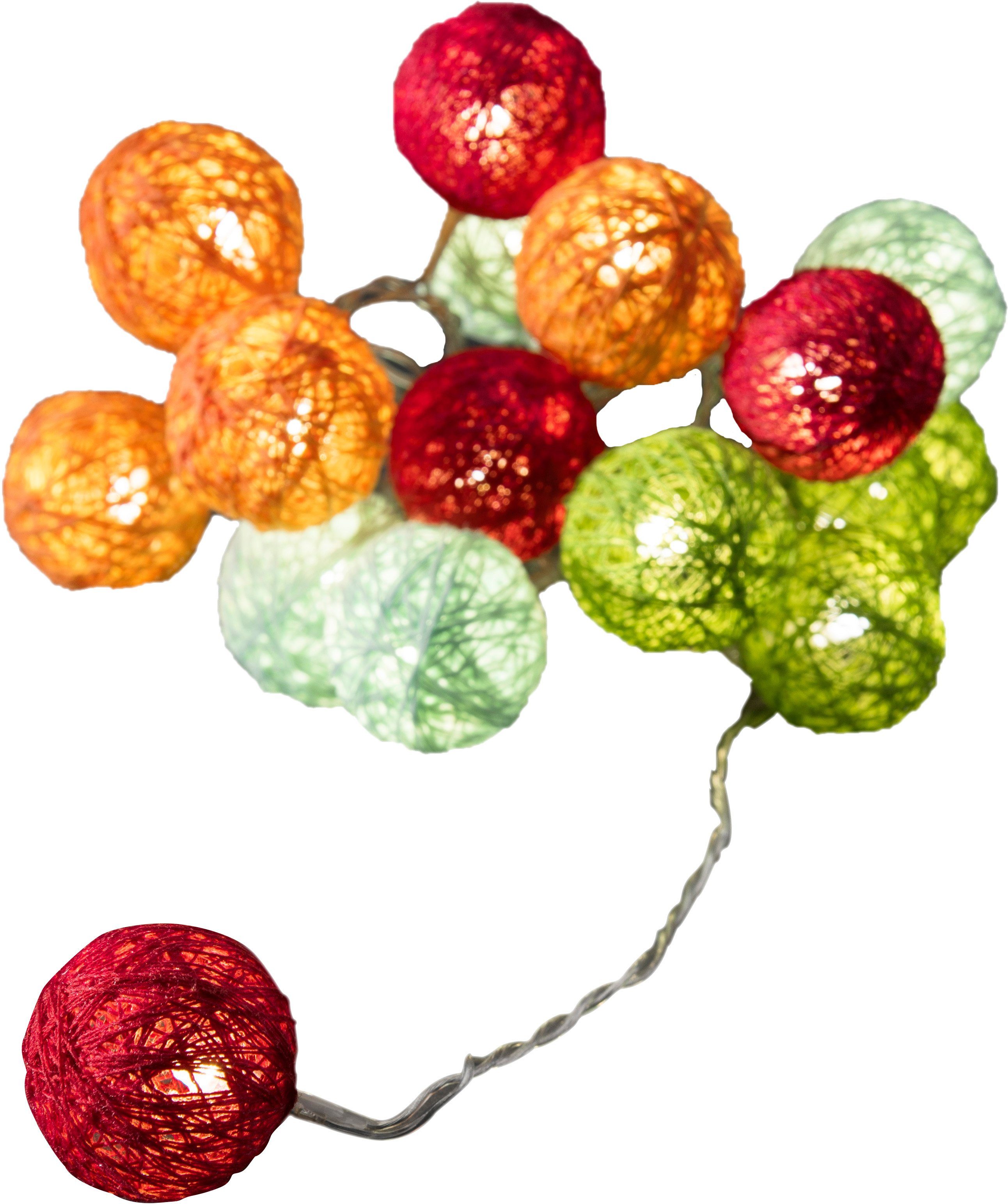 KONSTSMIDE Led-lichtsnoer Kerst versiering Deco-ledlampjes, veelkleurige katoenen balletjes, klein, 16 warmwitte dioden (1 stuk)