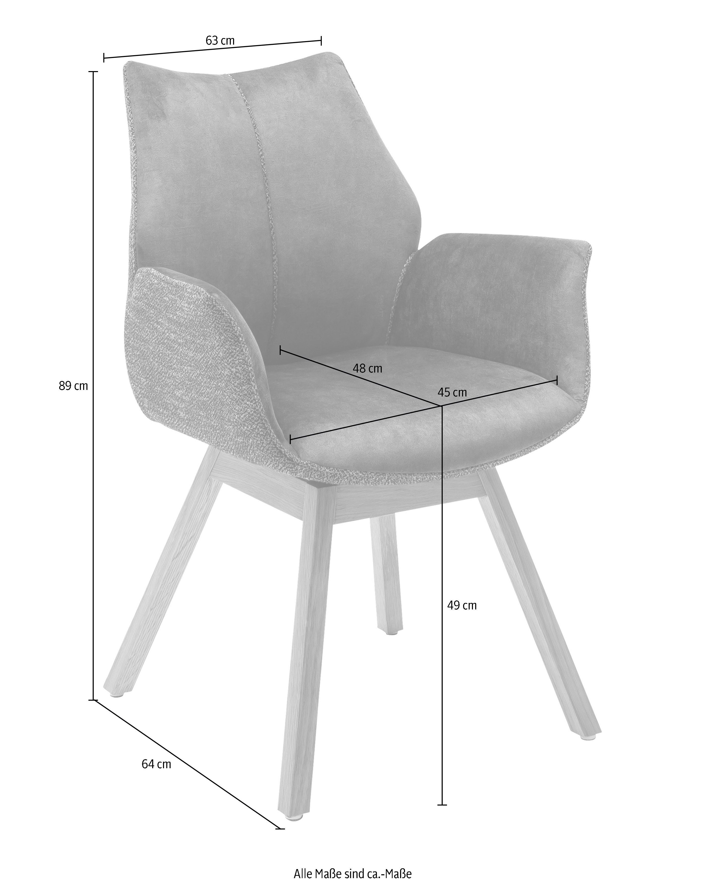 MCA furniture Stoel met armleuningen Tacoma set van 2 in vintage suède-look, 180° draaibaar, tot 120 kg belastbaar (set, 2 stuks)