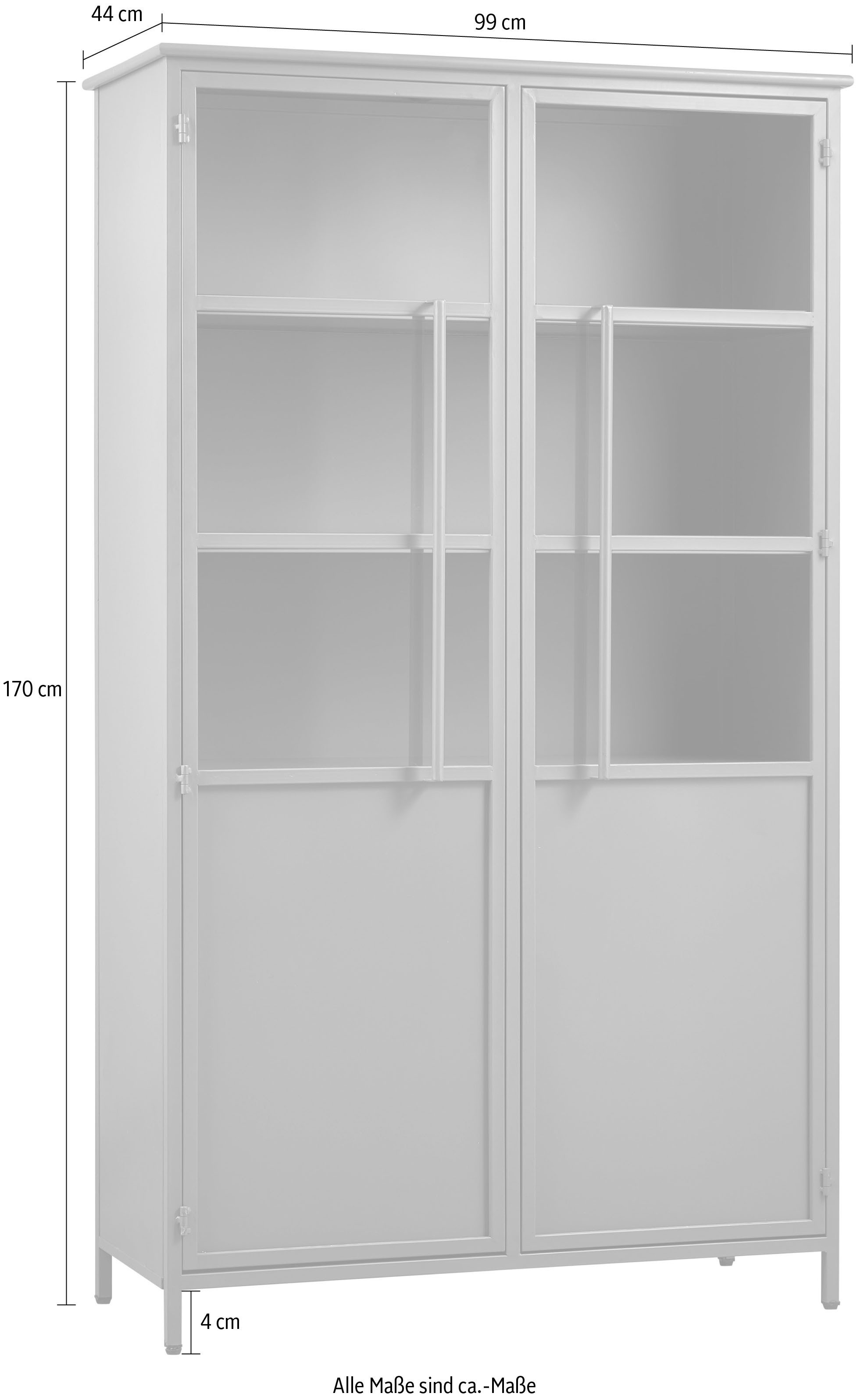 WOOOD Vitrinekast Exhibit met glazen deuren en veel opbergruimte, h 170 cm x b 99 cm