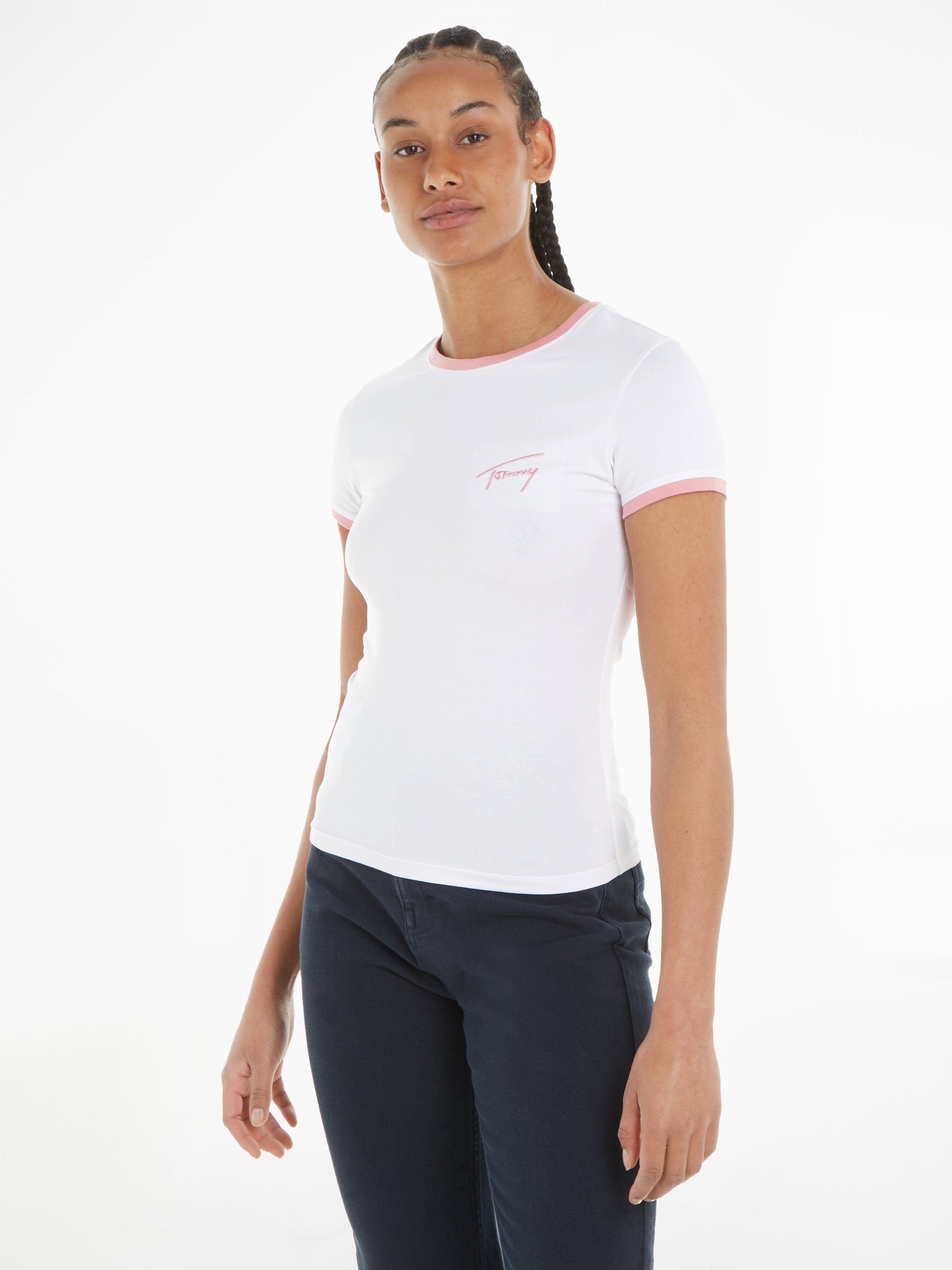 Tommy Jeans Slim Logo Signature Geborduurd T-Shirt White Dames