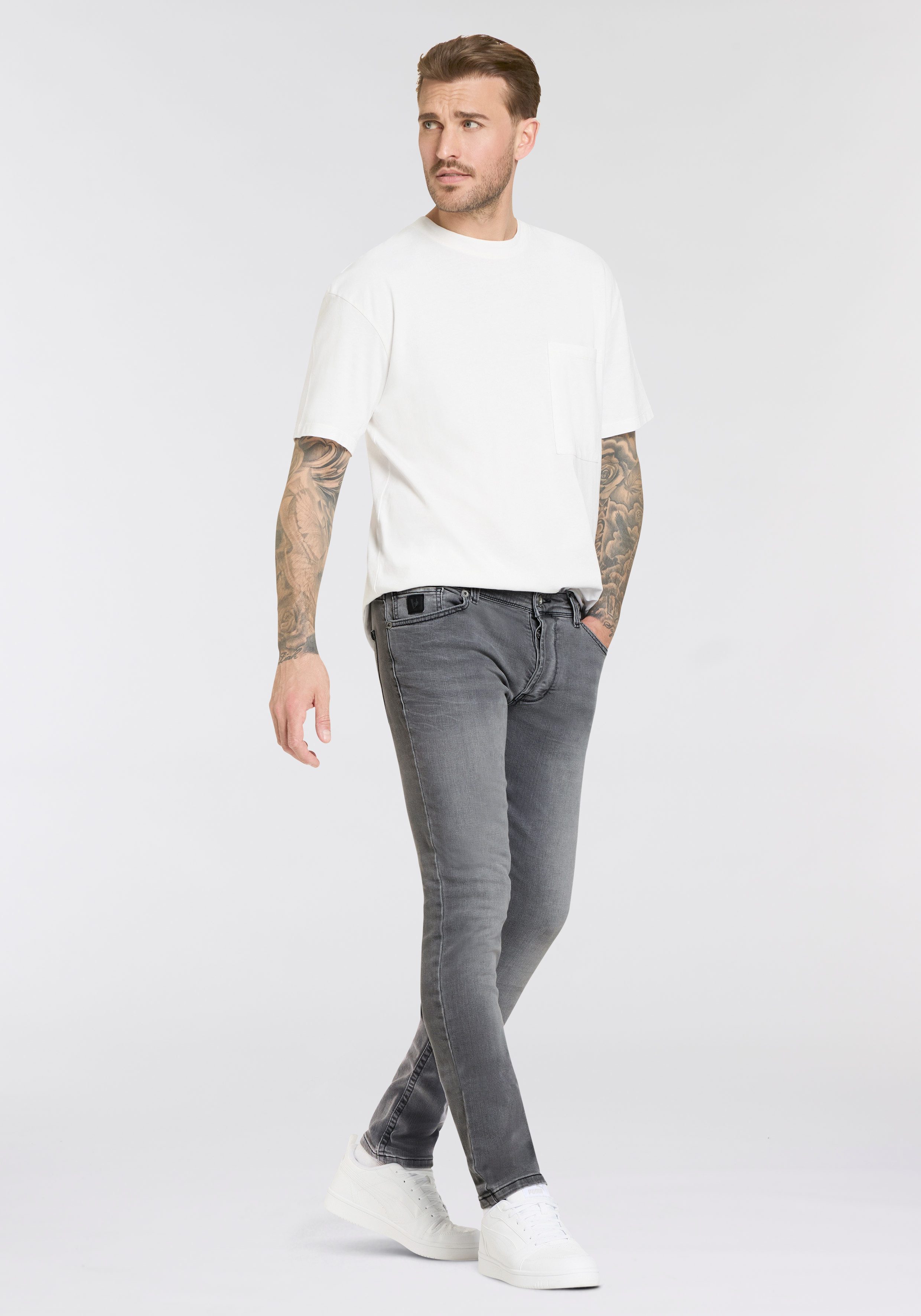 Bruno Banani Slim fit jeans Jimmy (stretch) smalle pijp, lage taillehoogte, met knoopsluiting