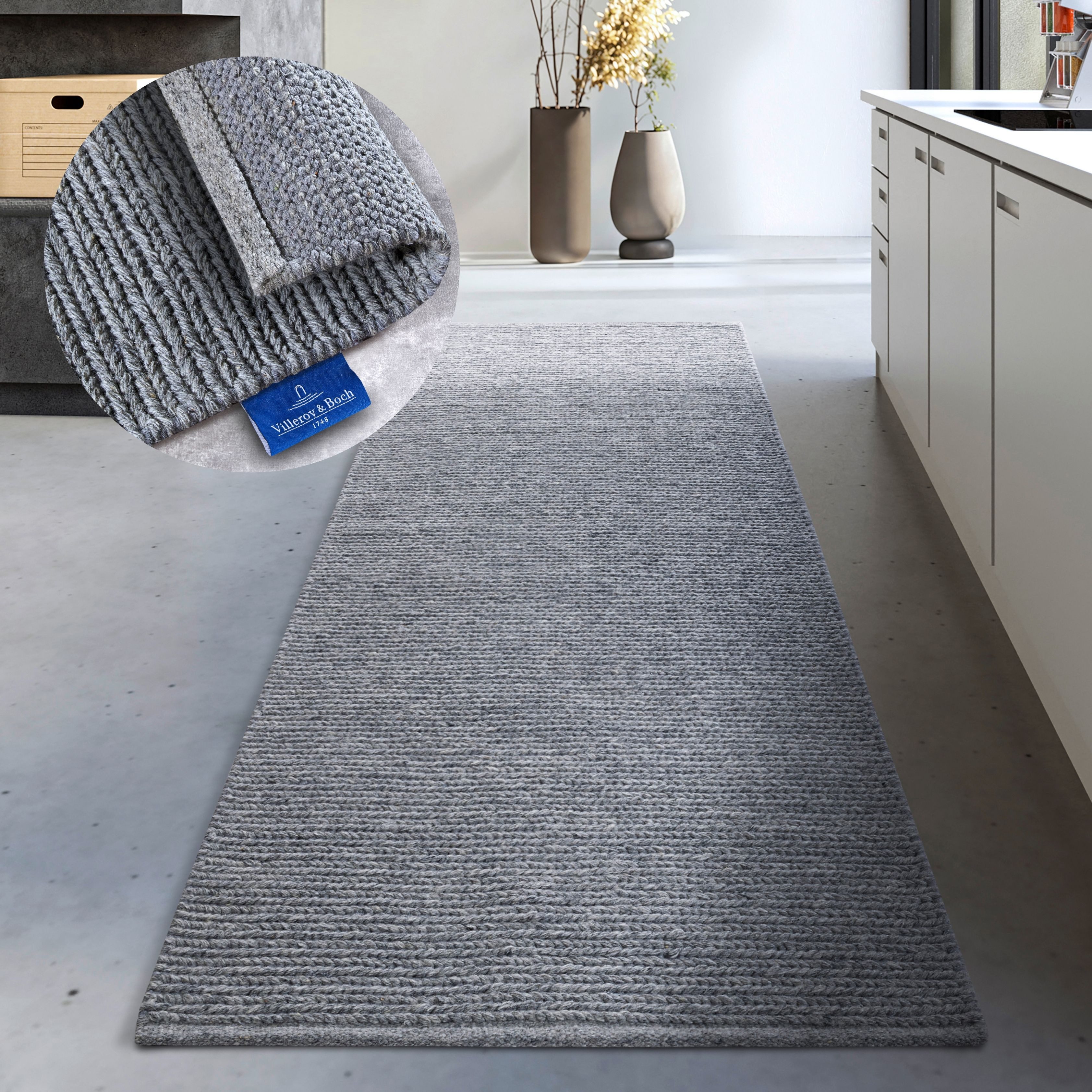 Villeroy & Boch Wollen kleed Francois in rond, ovaal, loper, handgeweven, wol, woonkamer, slaapkamer wollen vloerkleden maat 80 cm x 200 cm x 7 mm