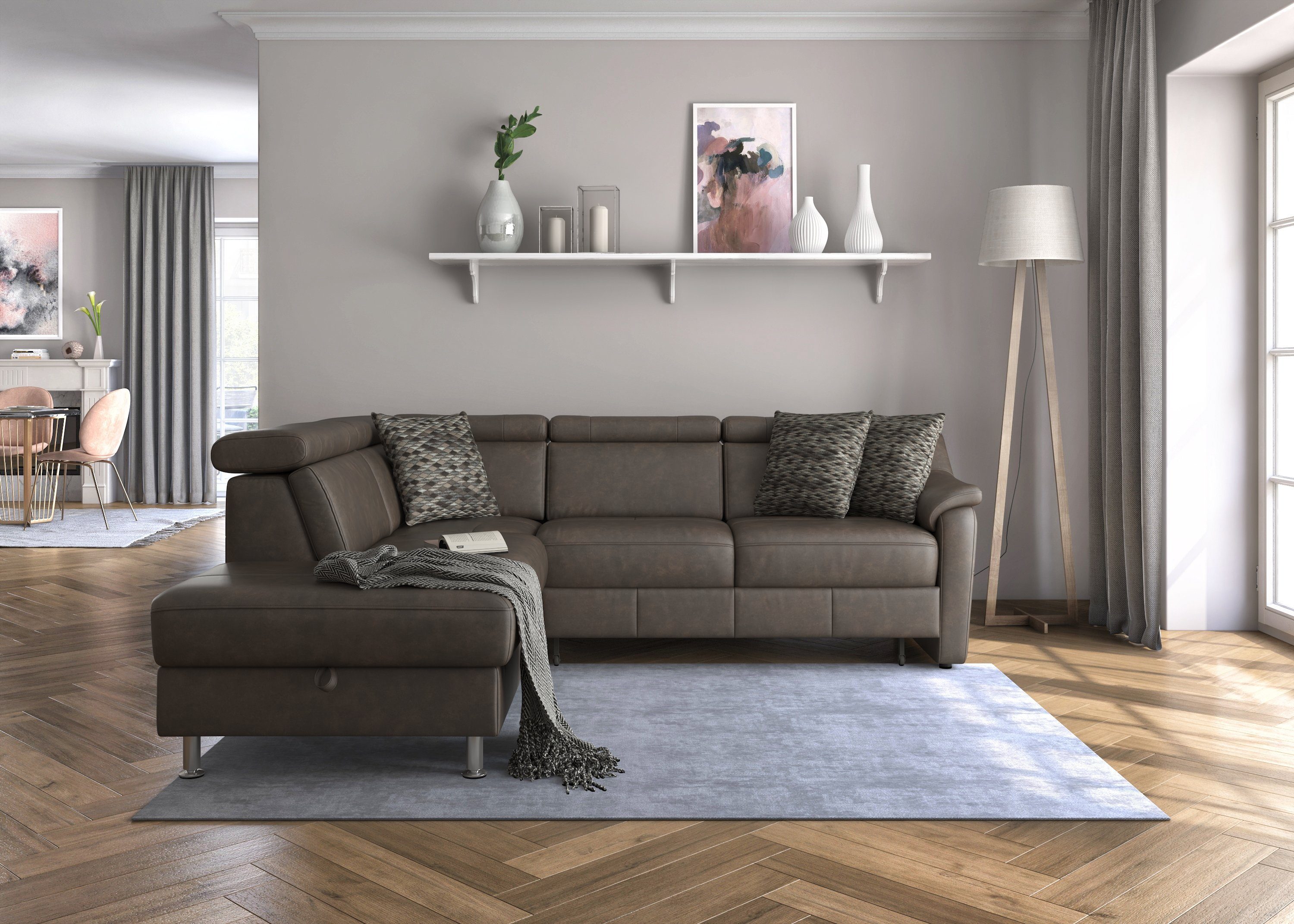 sit&more Hoekbank Freetown L-vorm met verstelbare hoofdsteun en comfortabele binnenvering