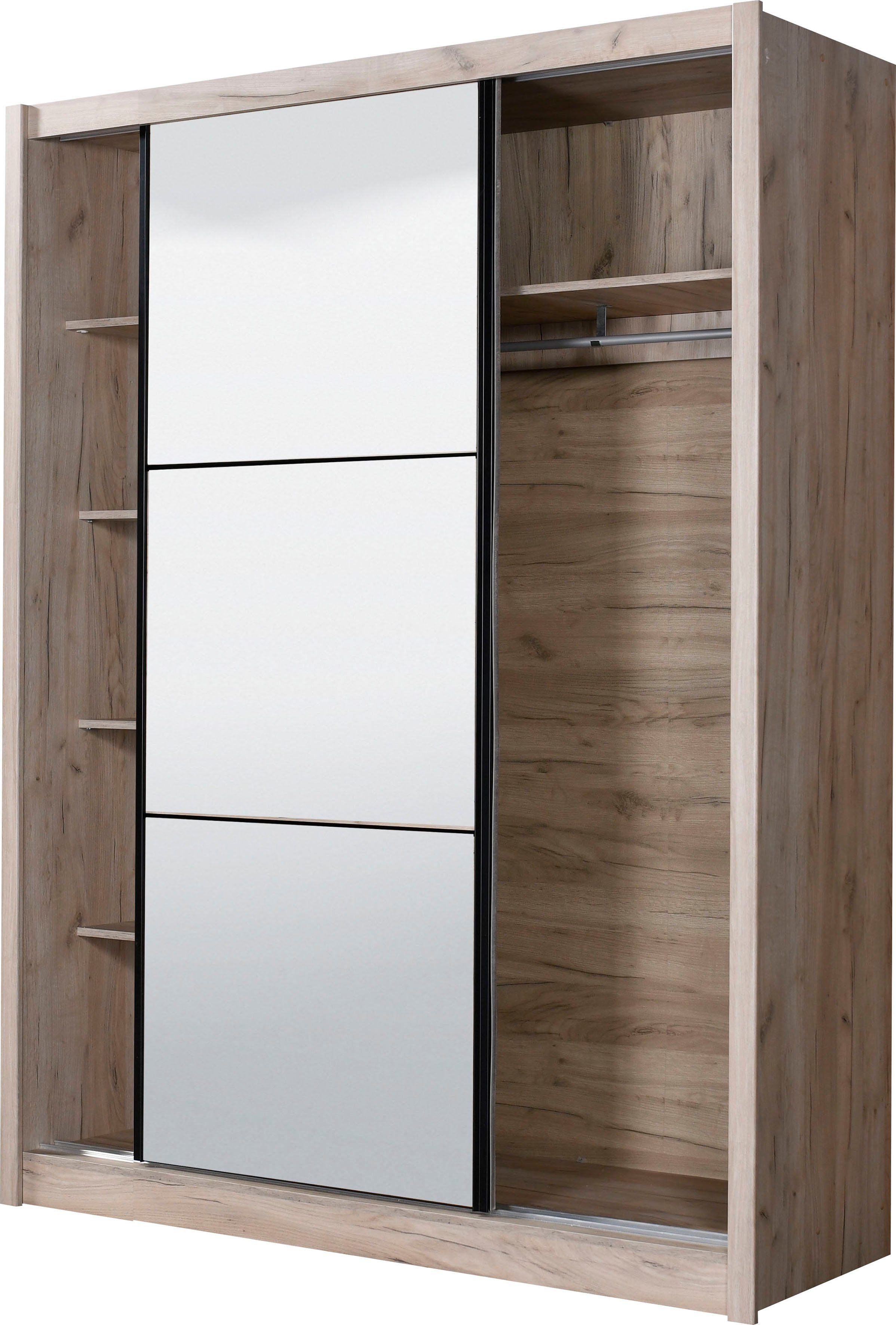 INOSIGN Zweefdeurkast Navara kledingkast met spiegel linnenkast garderobe met royale binnenuitrusting, fsc®-gecertificeerd, in 3 breedtes