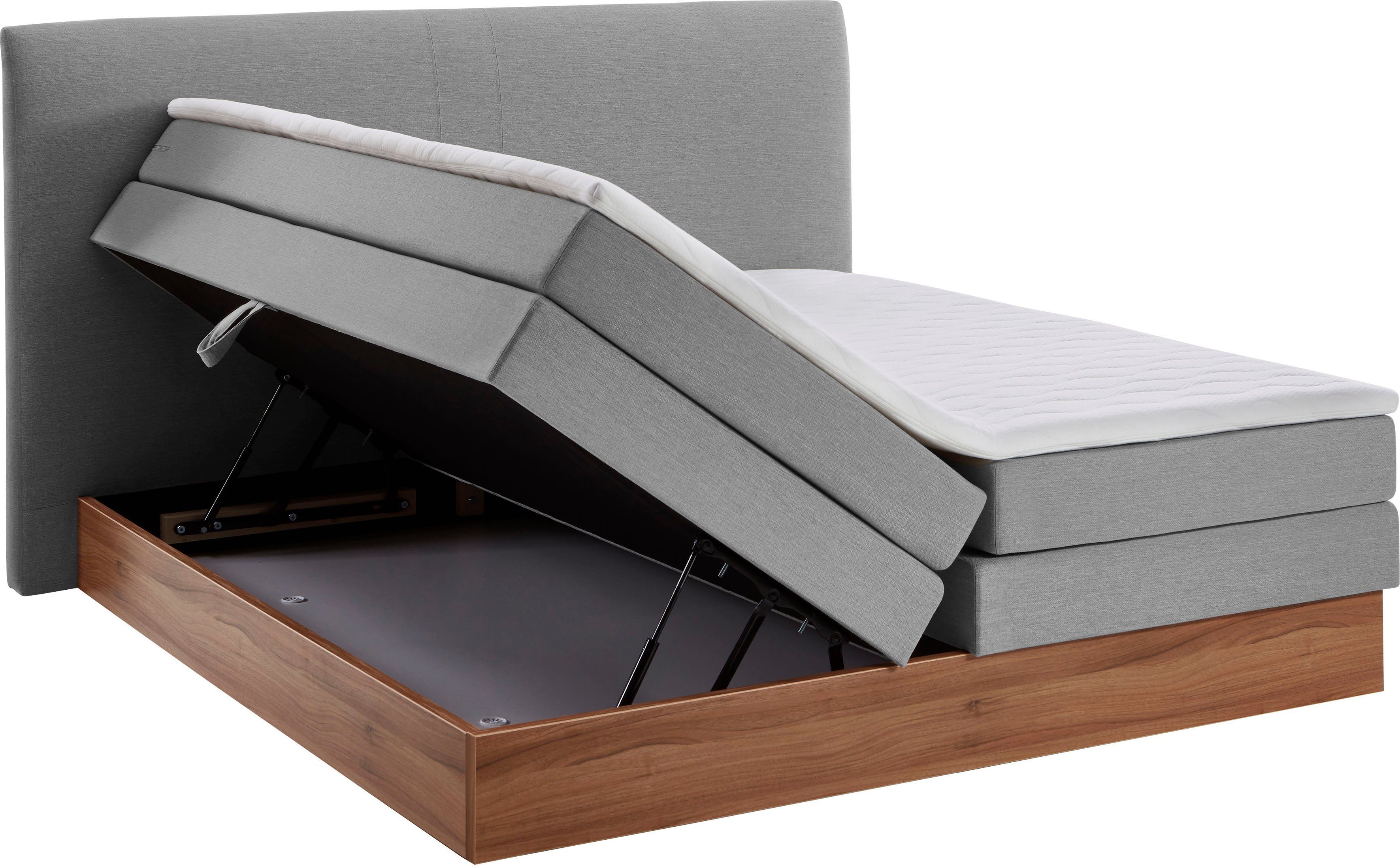 Home affaire Boxspring Blomen met walnoot-decor, met bedkist, verschillende hardheden, met topmatras