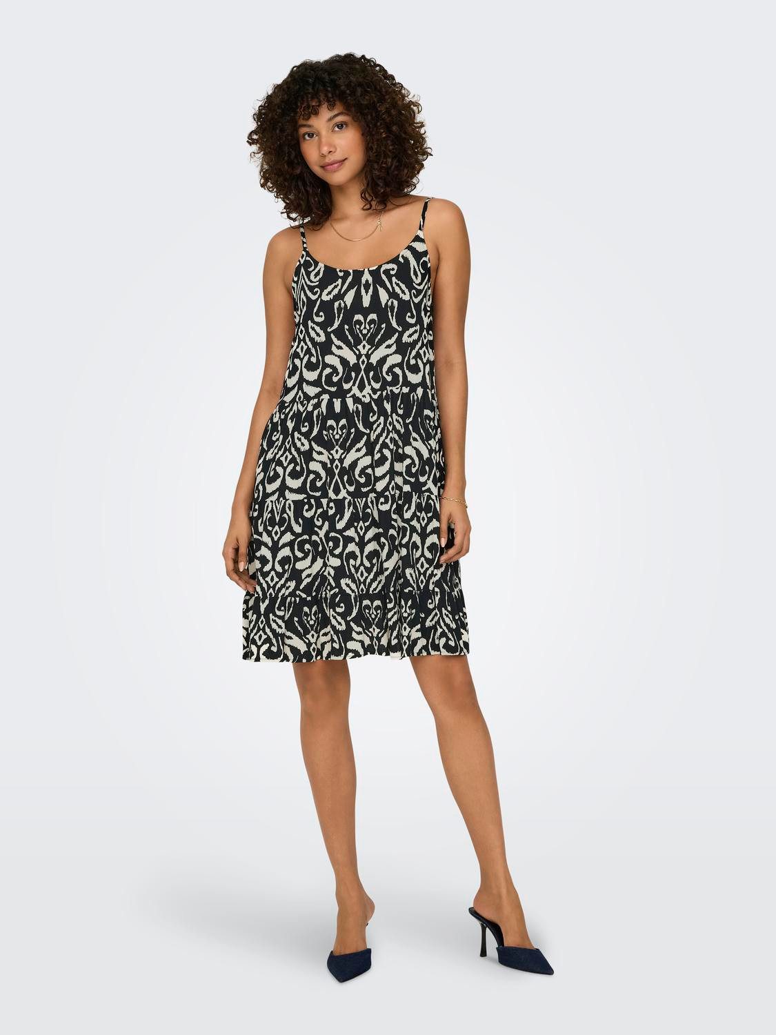 Only Jurk met spaghettibandjes ONLMAJ LIFE S/L AOP SHORT DRESS WVN NOOS