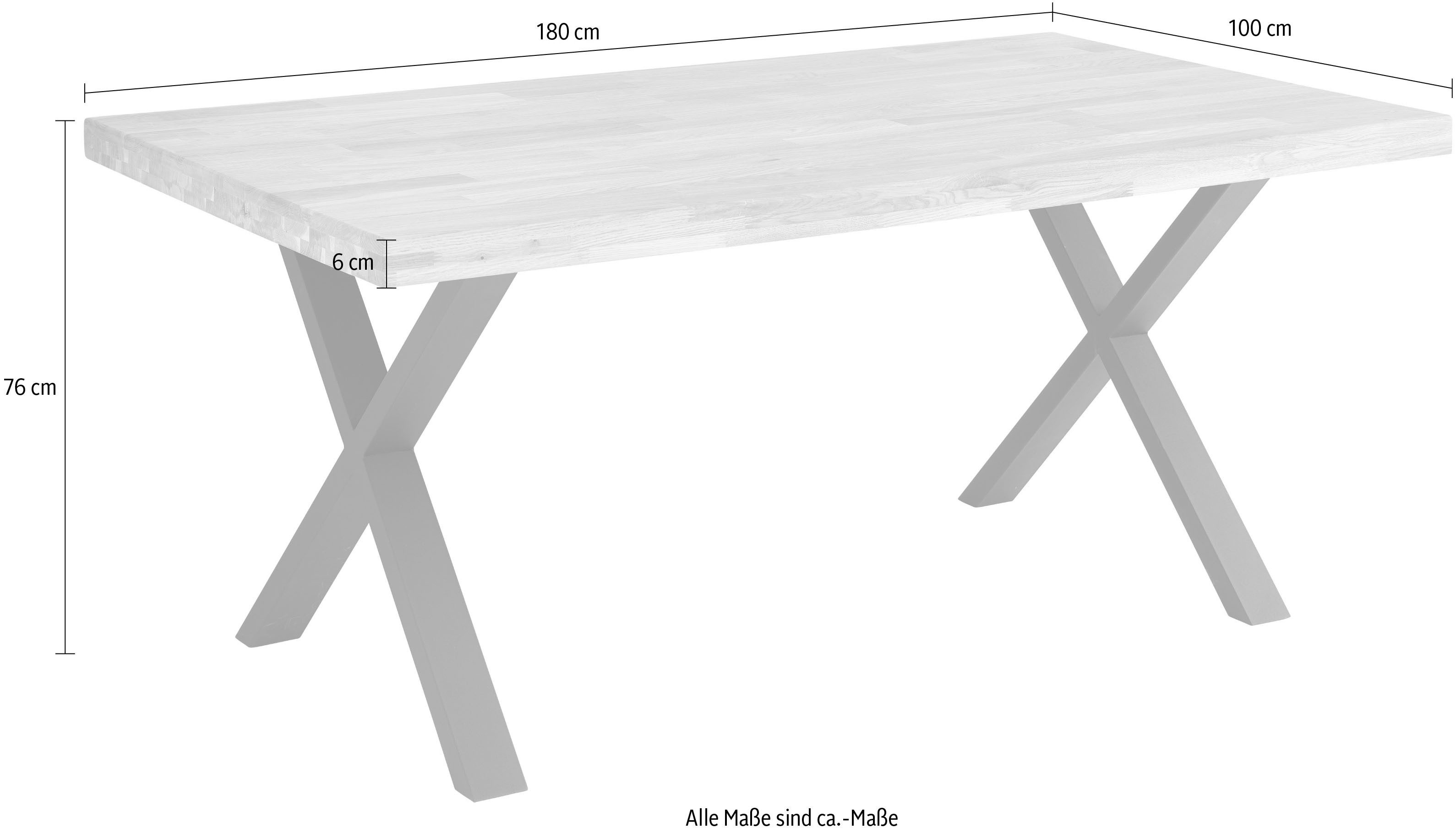 Stolkom Eettafel Chris eettafel eik massief hout, BxHxD 110x47x70 cm