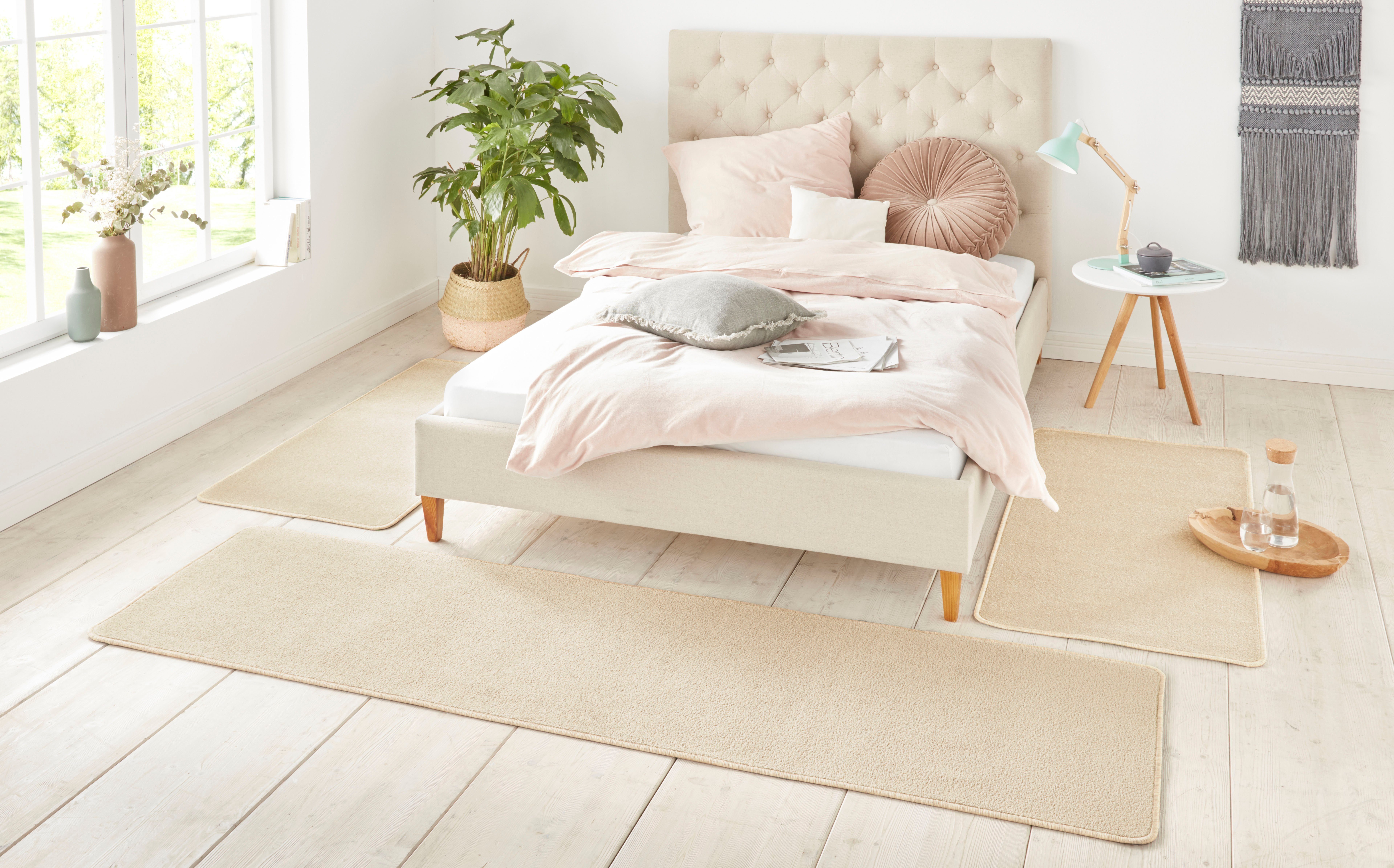 HANSE Home Set slaapkamerkleedjes Shashi Korte pool, unikleur, vloerkleed, bedloper, slaapkamerkleed, loper