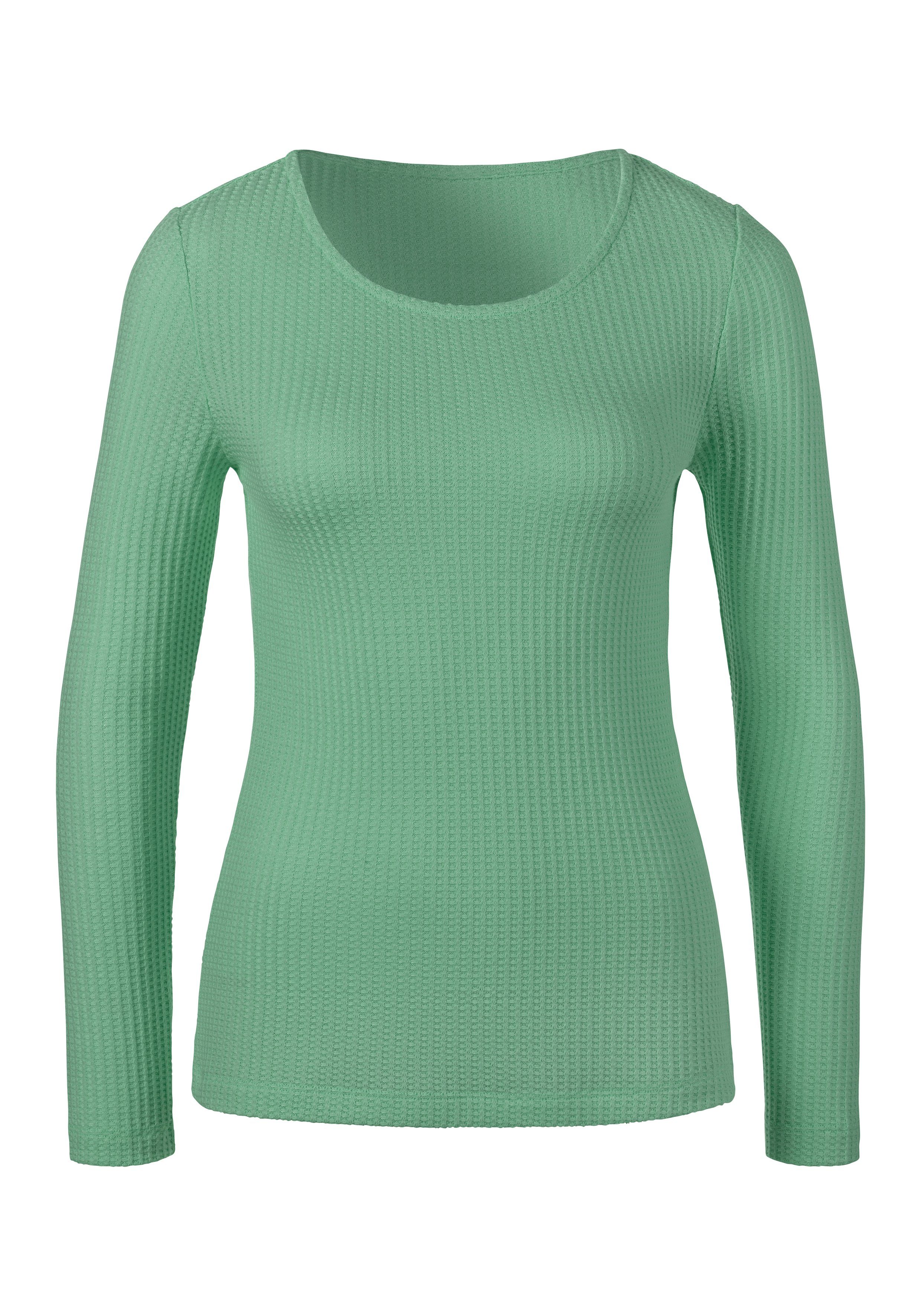 Lascana Shirt met lange mouwen In modieuze piqué-optiek van onderhoudsvriendelijke kwaliteit met viscose (Set van 2)