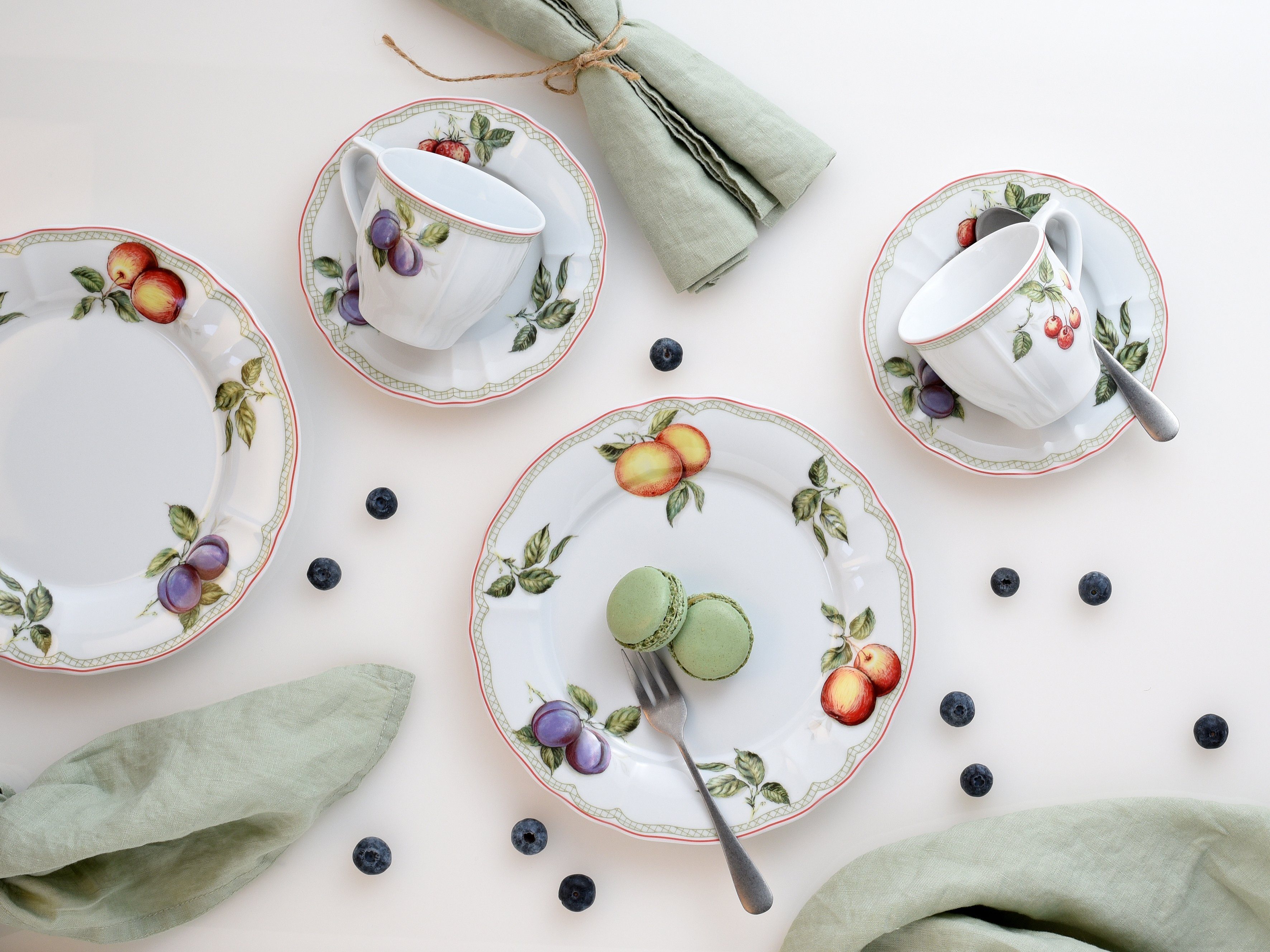 CreaTable Koffieservies Servies-set Flora Orchard Servies, 18 delen, voor 6 personen (set, 18-delig)