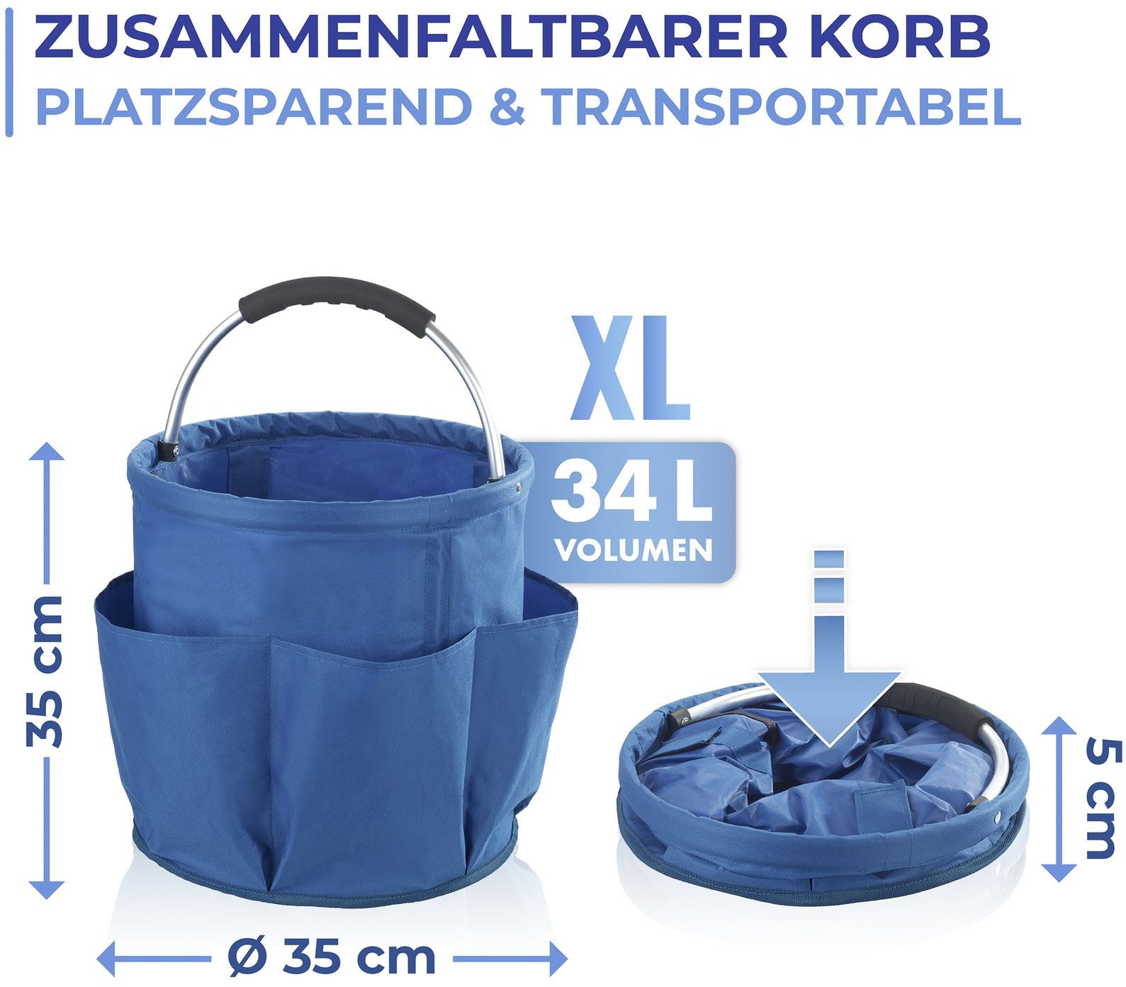 Maximex Organizer Universele reinigingscaddy model HERKULES vouwbare draagtas voor thuis en onderweg, 34 liter